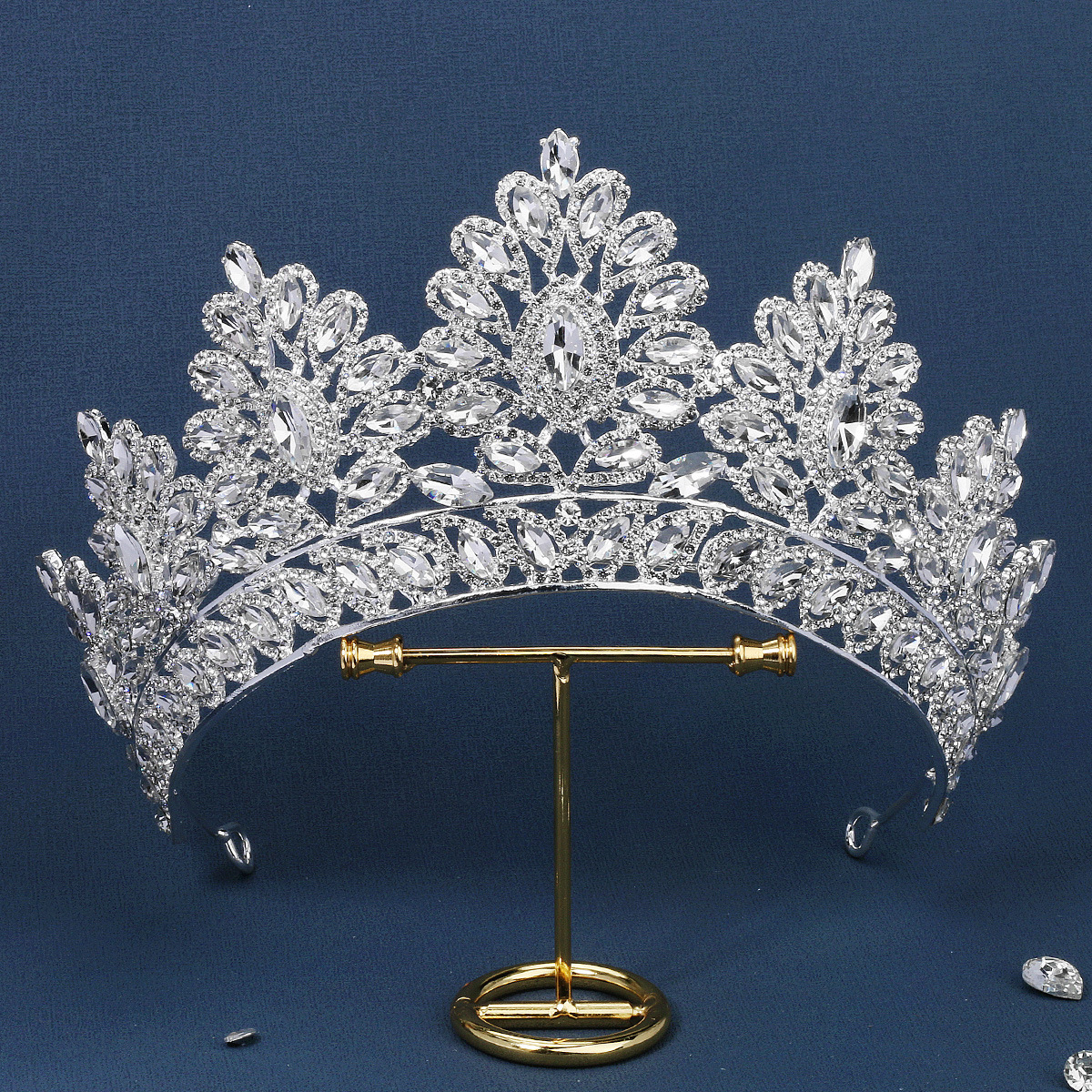 Brillant Ovale Alliage Placage Incruster Strass Couronne display picture 1