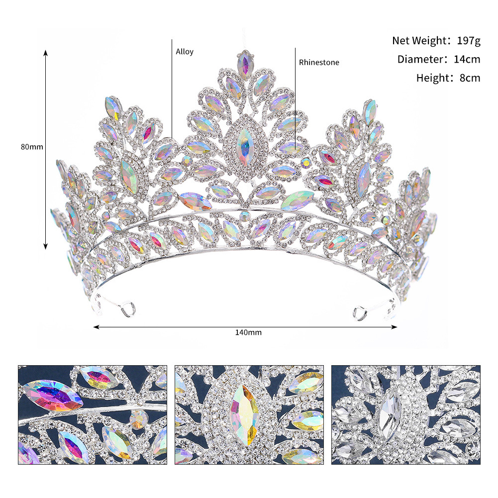 Shiny Oval Alloy Plating Inlay Rhinestones Crown display picture 3