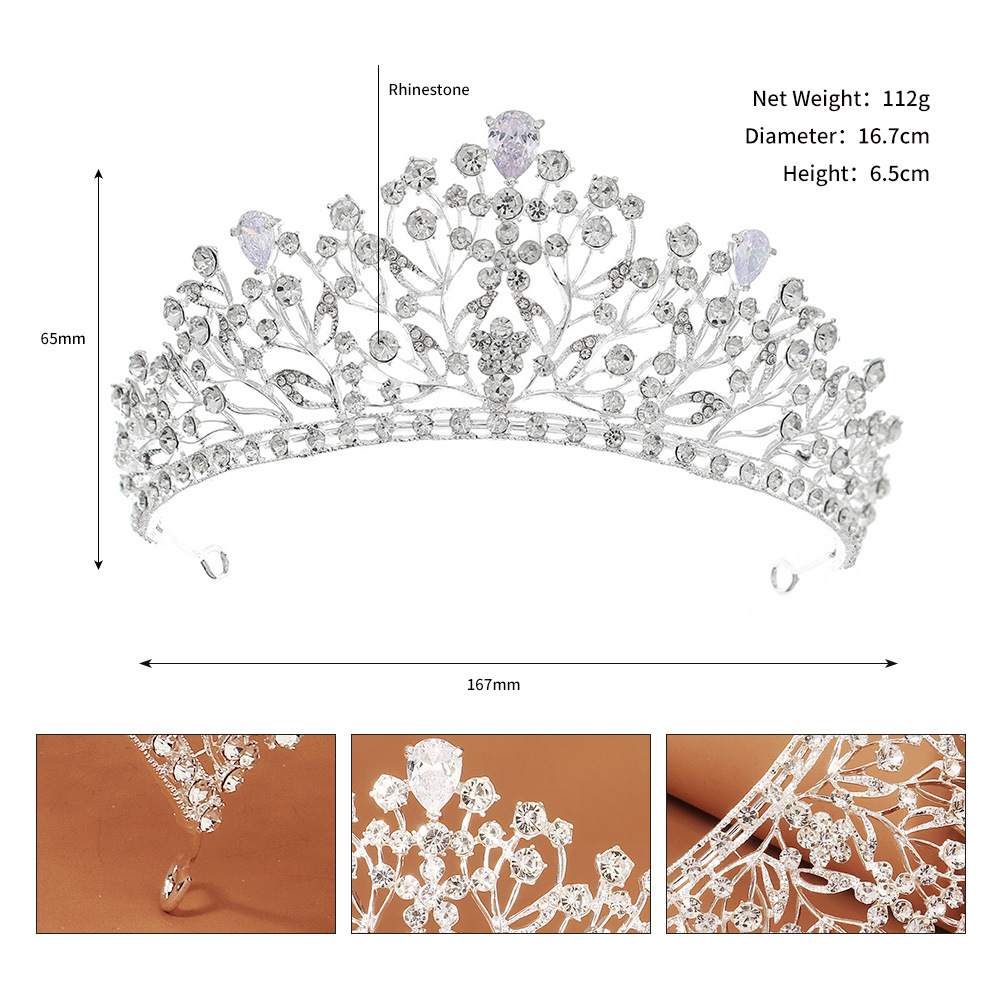 Retro Shiny Flower Alloy Hollow Out Inlay Rhinestones Crown display picture 1