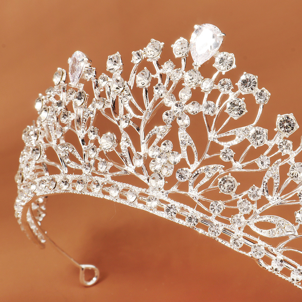 Rétro Brillant Fleur Alliage Évider Incruster Strass Couronne display picture 5