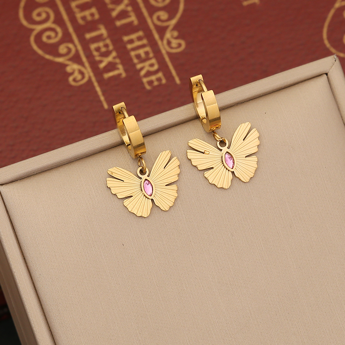 Stainless Steel 18K Gold Plated Romantic Commute Plating Inlay Butterfly Artificial Diamond Bracelets Earrings Necklace display picture 5