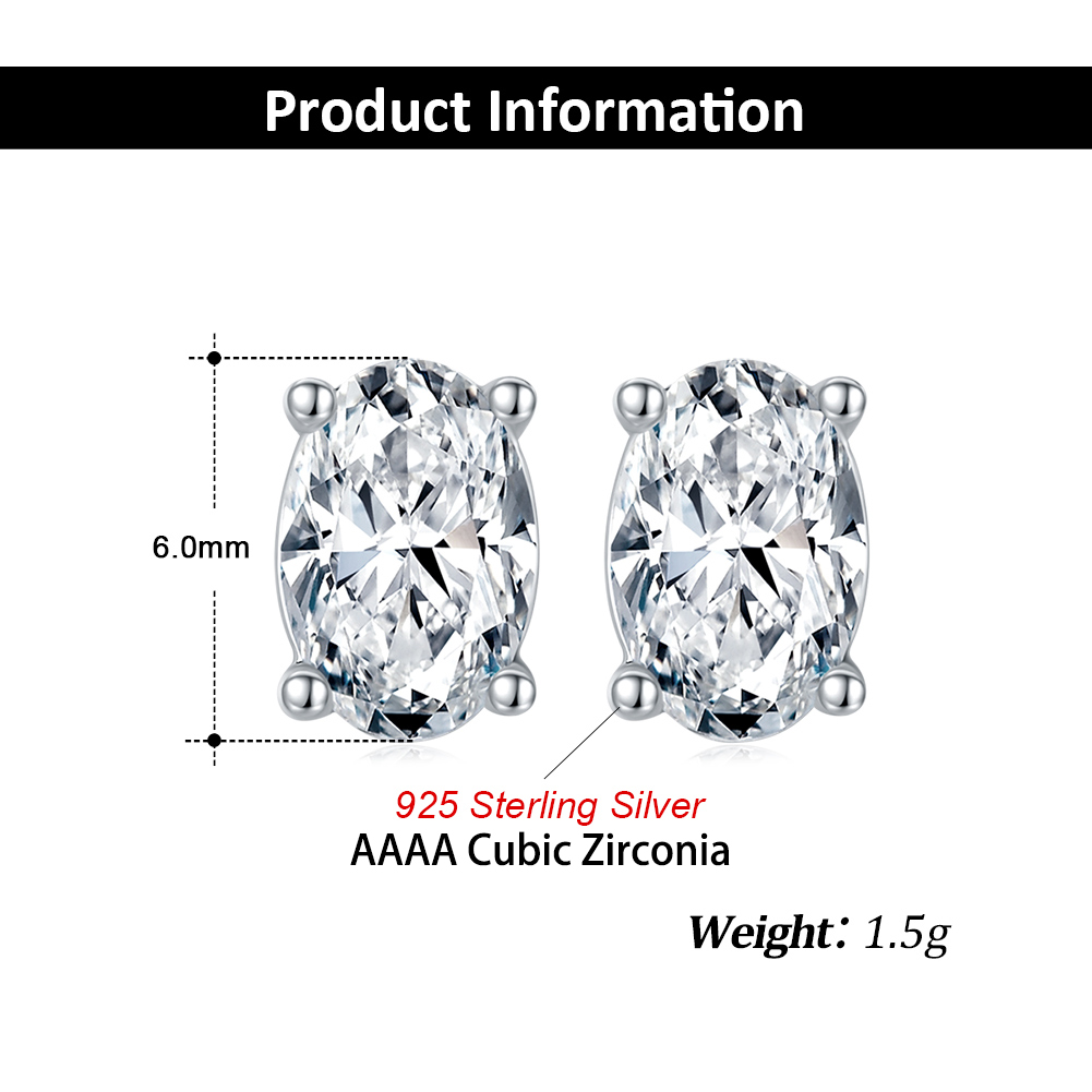 1 Paar Einfacher Stil Geometrisch Oval Überzug Inlay Sterling Silber Zirkon 14 Karat Vergoldet Ohrstecker display picture 1