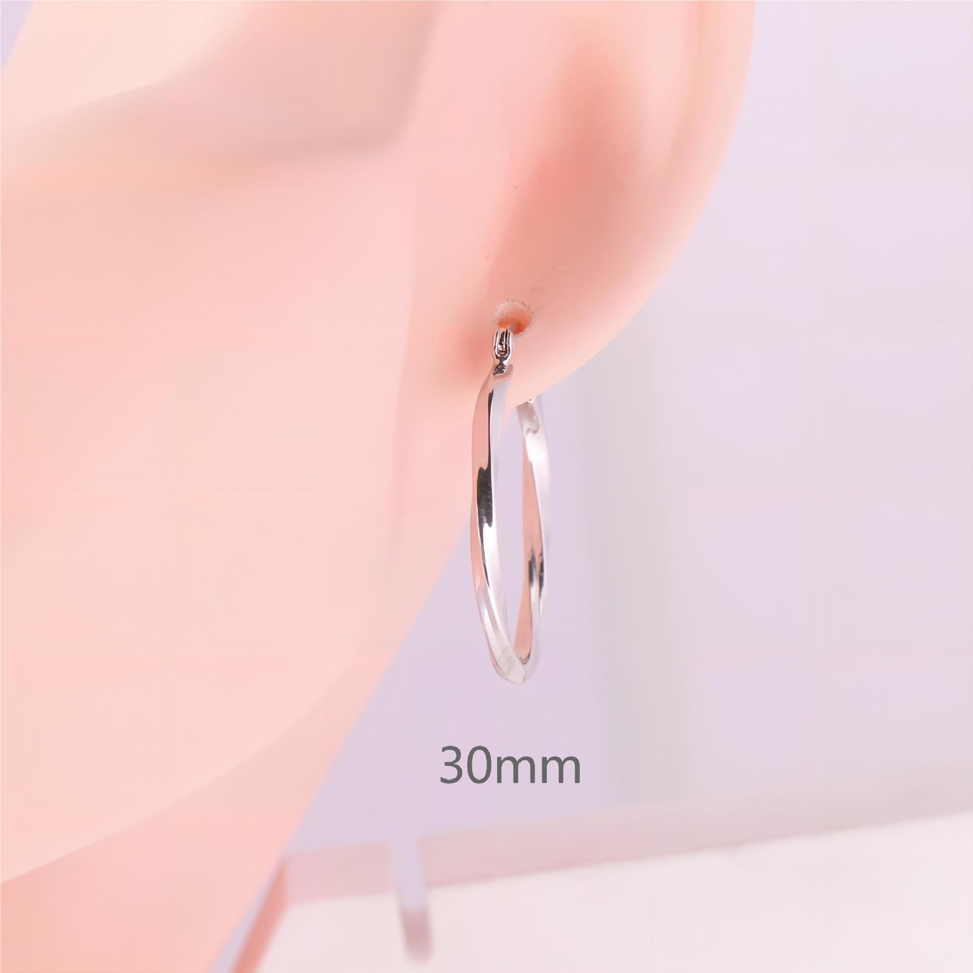 1 Par Estilo Simple Circulo Enchapado Plata Esterlina Aretes display picture 4