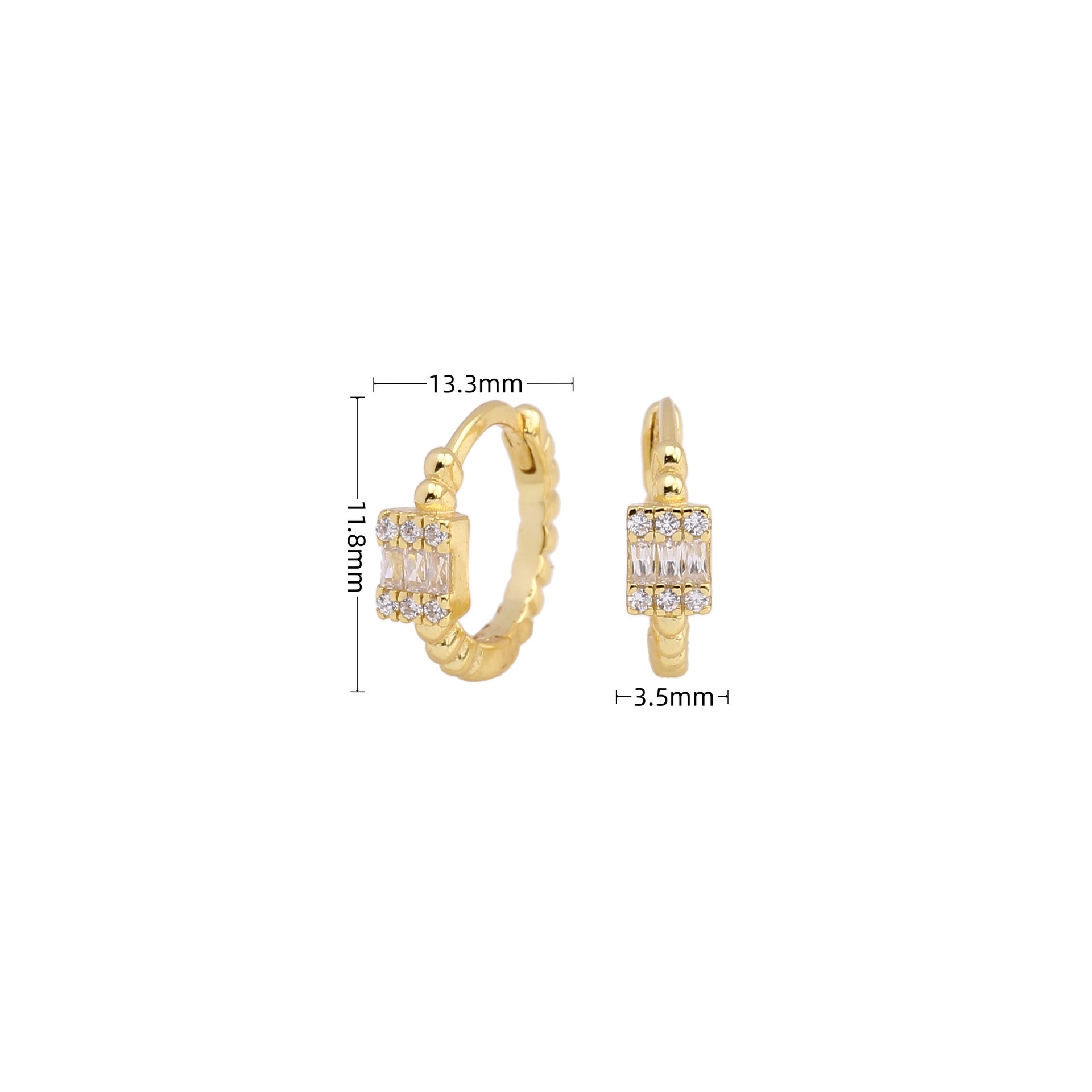 1 Paar Einfacher Stil Glänzend Rechteck Überzug Inlay Sterling Silber Zirkon Weißgold Plattiert Vergoldet Ohrringe display picture 2