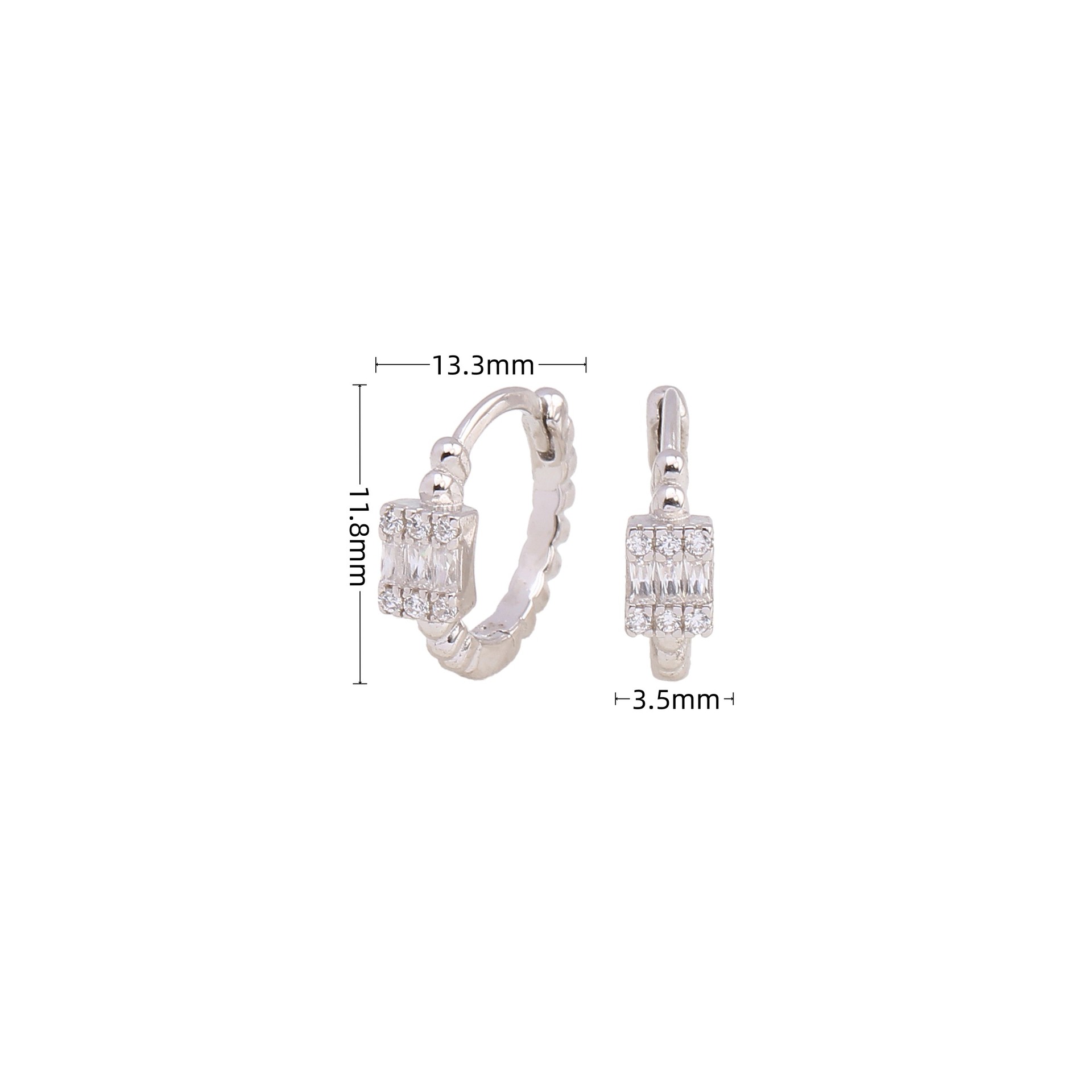 1 Paire Style Simple Brillant Rectangle Placage Incruster Argent Sterling Zircon Or Blanc Plaqué Plaqué Or Des Boucles D'oreilles display picture 4