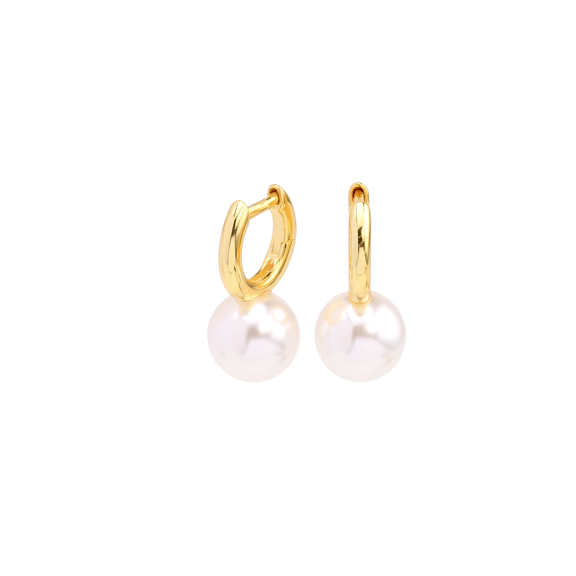 1 Pair Simple Style Round Plating Inlay Sterling Silver Pearl White Gold Plated Gold Plated Earrings display picture 1