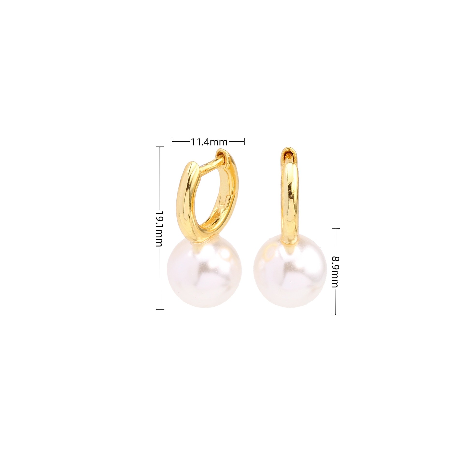 1 Paire Style Simple Rond Placage Incruster Argent Sterling Perle Or Blanc Plaqué Plaqué Or Des Boucles D'oreilles display picture 2