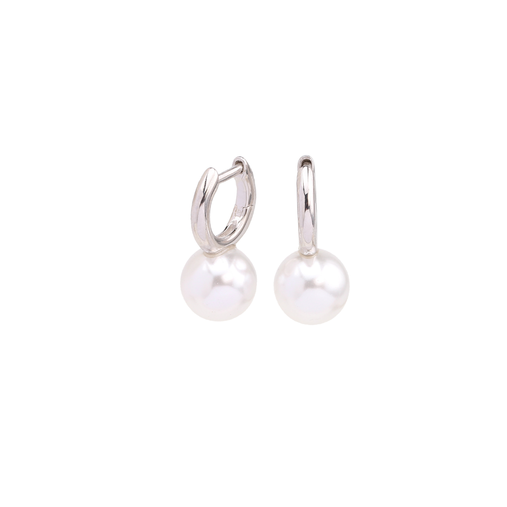 1 Pair Simple Style Round Plating Inlay Sterling Silver Pearl White Gold Plated Gold Plated Earrings display picture 3