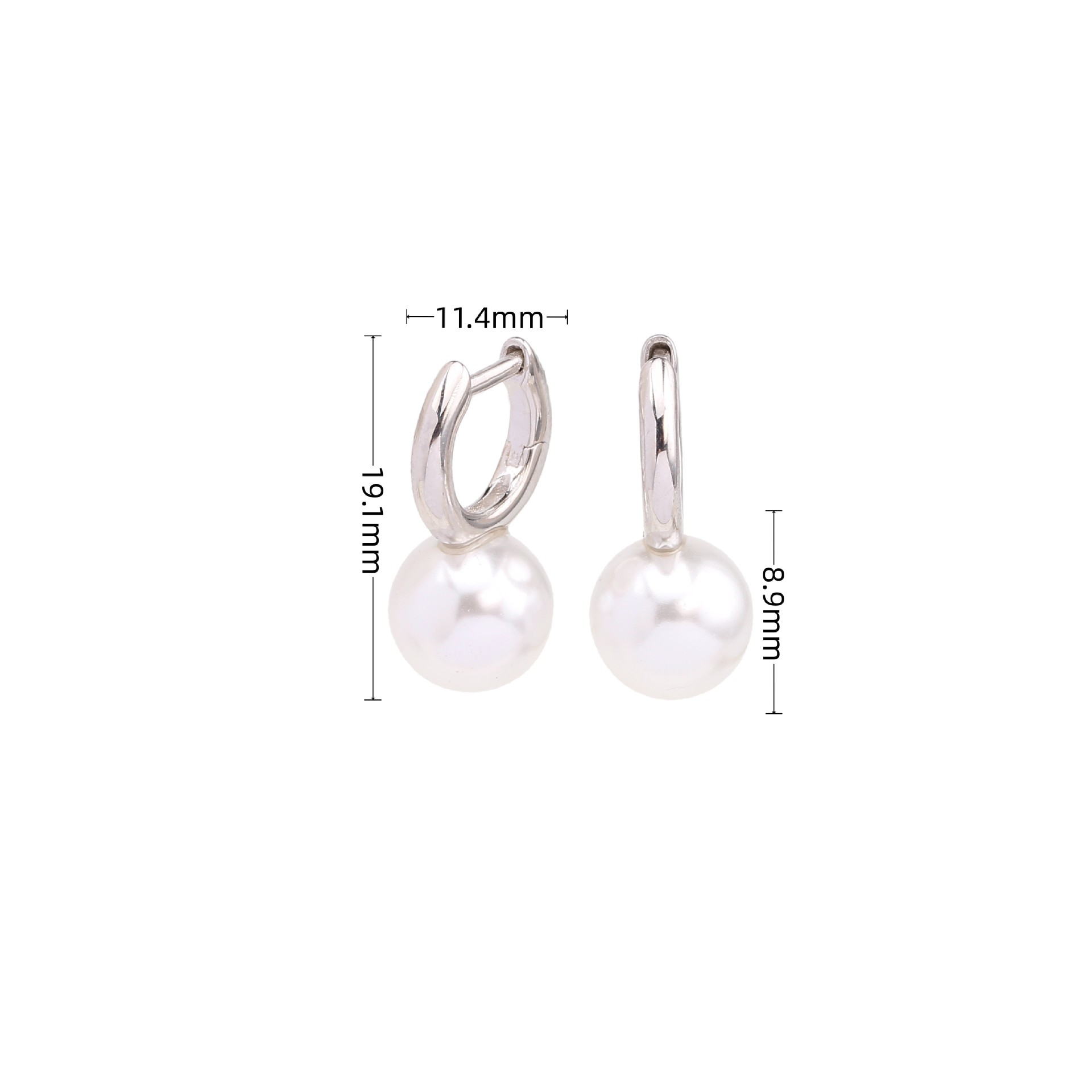 1 Pair Simple Style Round Plating Inlay Sterling Silver Pearl White Gold Plated Gold Plated Earrings display picture 4