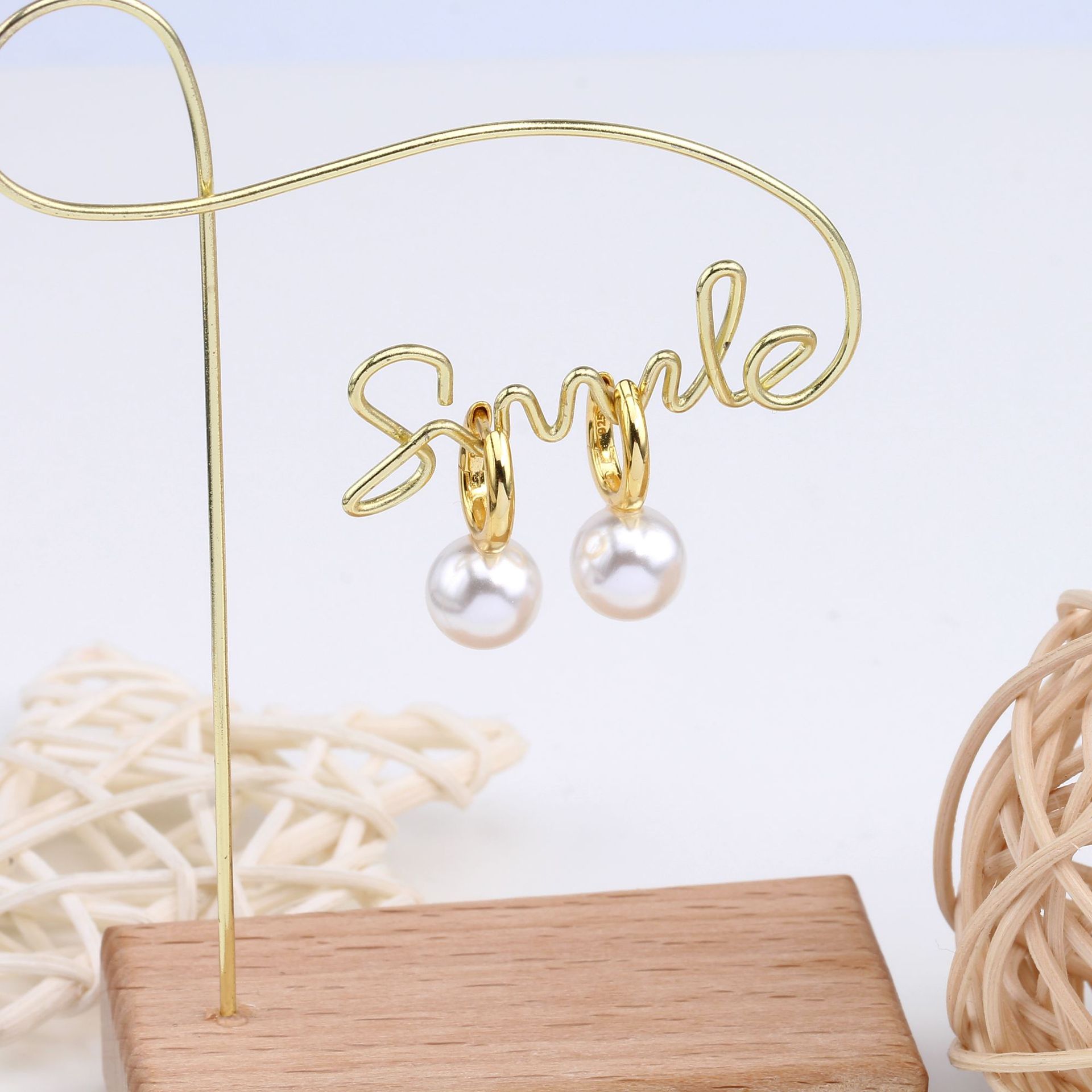 1 Pair Simple Style Round Plating Inlay Sterling Silver Pearl White Gold Plated Gold Plated Earrings display picture 7
