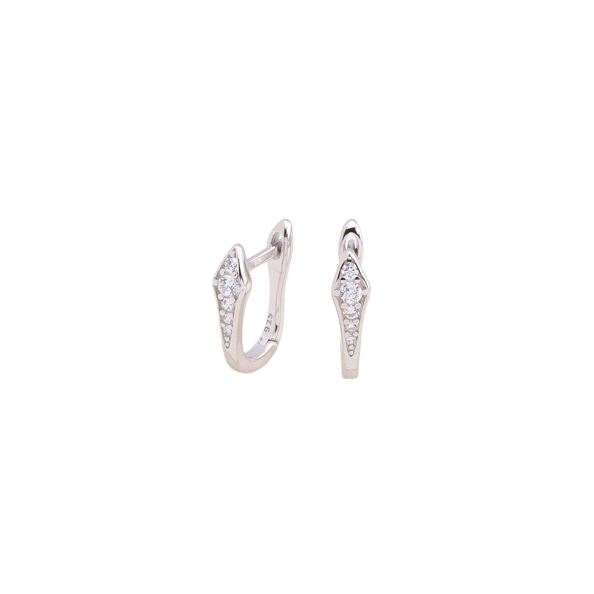 1 Pair Simple Style Shiny U Shape Plating Inlay Sterling Silver Zircon White Gold Plated Gold Plated Earrings display picture 3