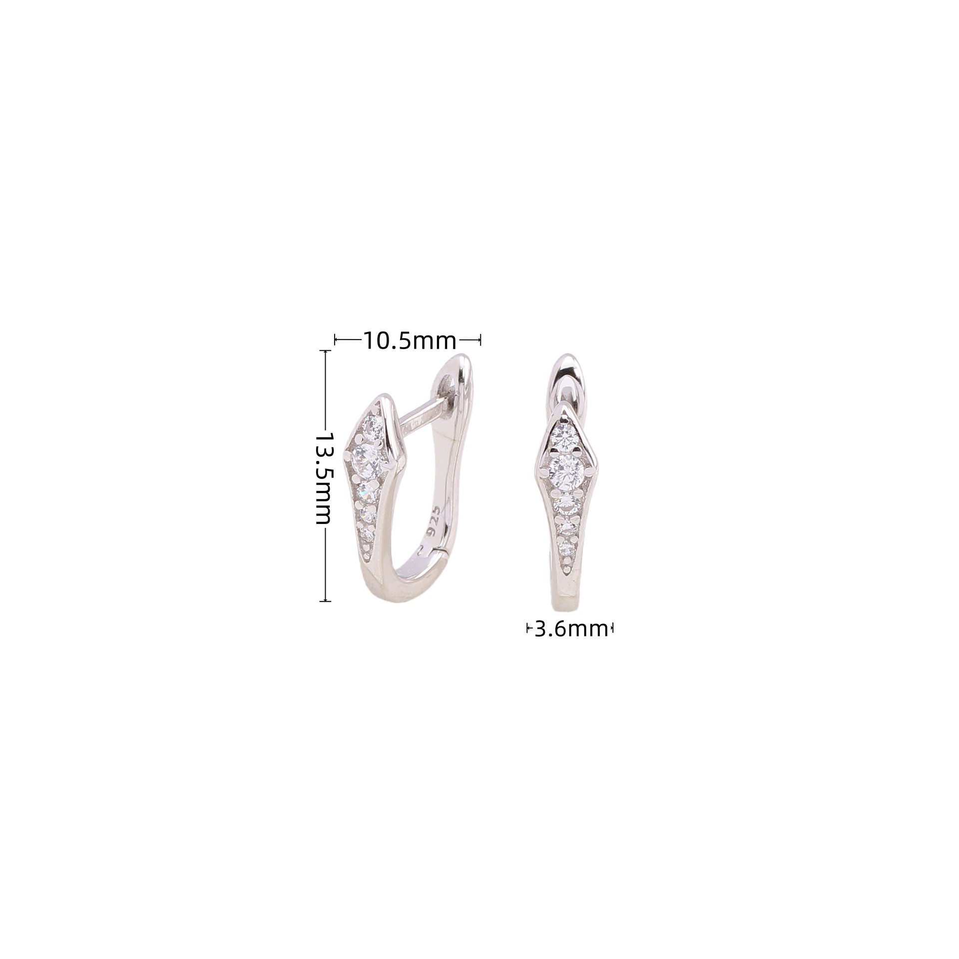 1 Pair Simple Style Shiny U Shape Plating Inlay Sterling Silver Zircon White Gold Plated Gold Plated Earrings display picture 4