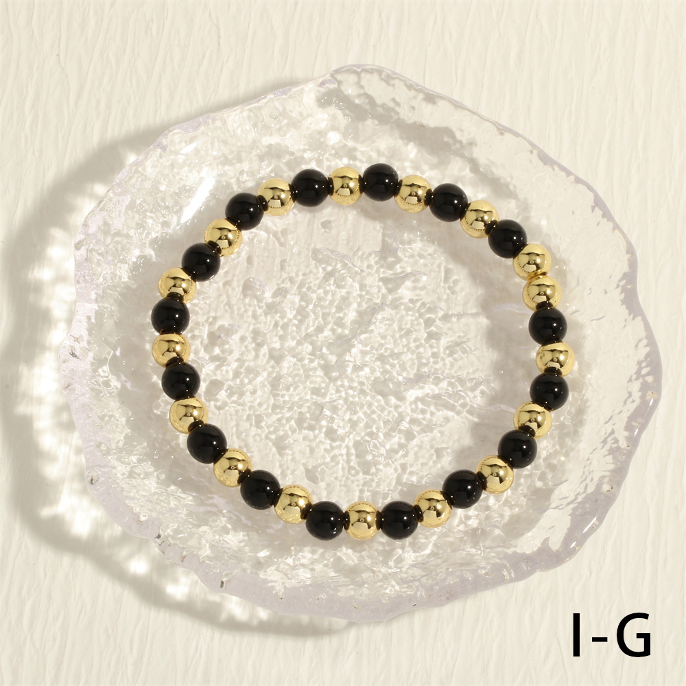 Einfarbig Runden Kupfer Perlen Überzug Vergoldet Armbänder display picture 19