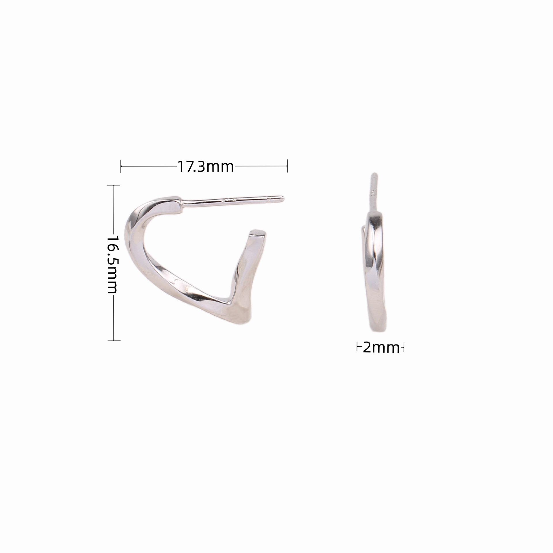 1 Pair Simple Style Heart Shape Plating Sterling Silver White Gold Plated Gold Plated Ear Studs display picture 4