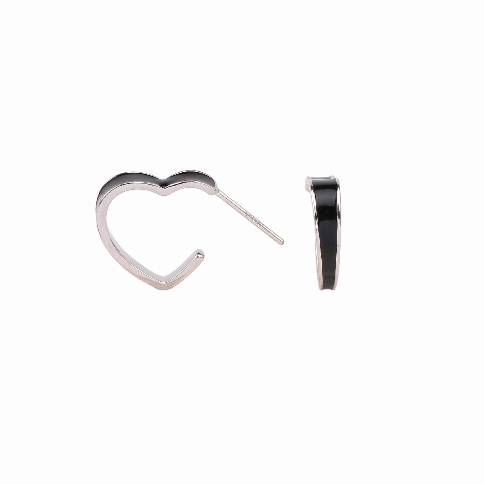 1 Pair Simple Style Heart Shape Epoxy Plating Sterling Silver Ear Studs display picture 3