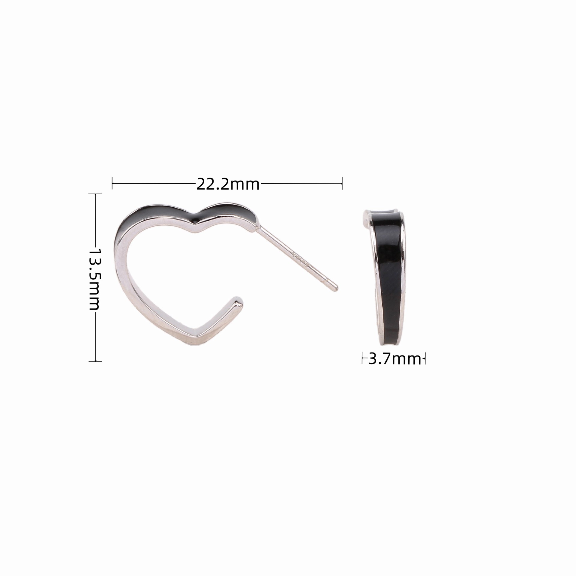 1 Pair Simple Style Heart Shape Epoxy Plating Sterling Silver Ear Studs display picture 4