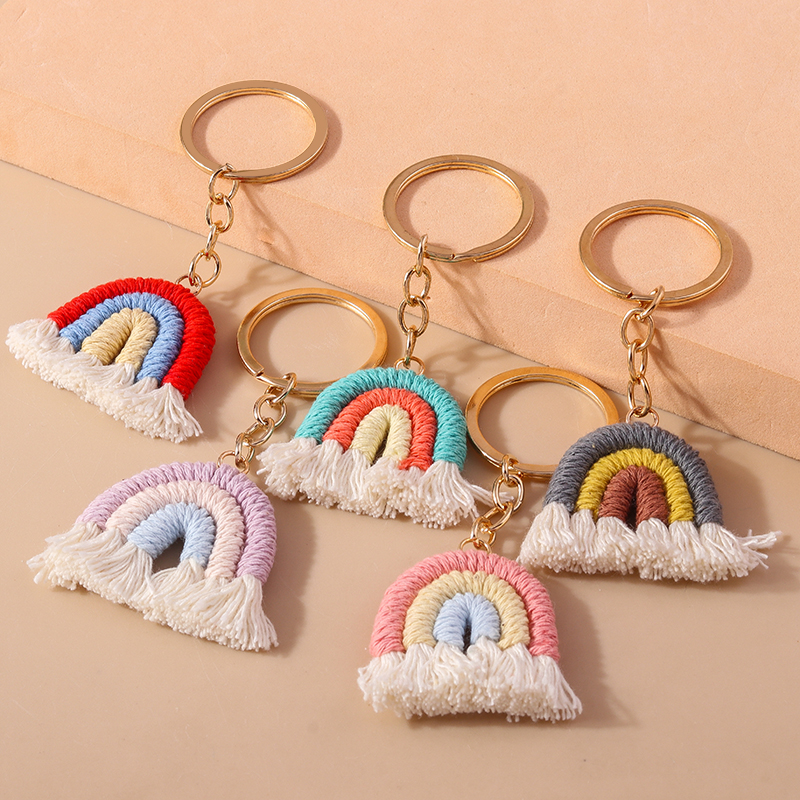 Simple Style Rainbow Fabric Zinc Alloy Keychain display picture 8