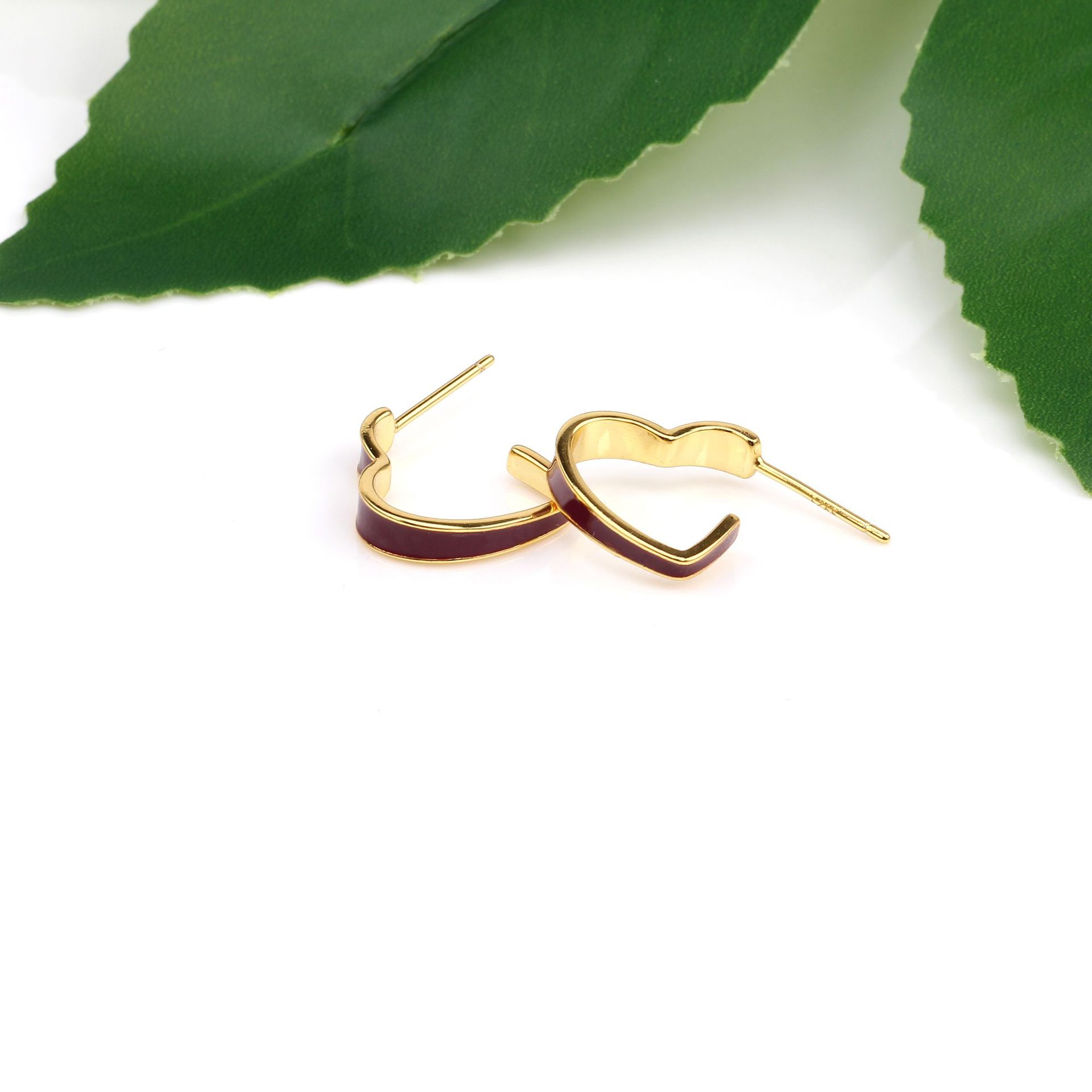 1 Pair Simple Style Heart Shape Epoxy Plating Sterling Silver Ear Studs display picture 29