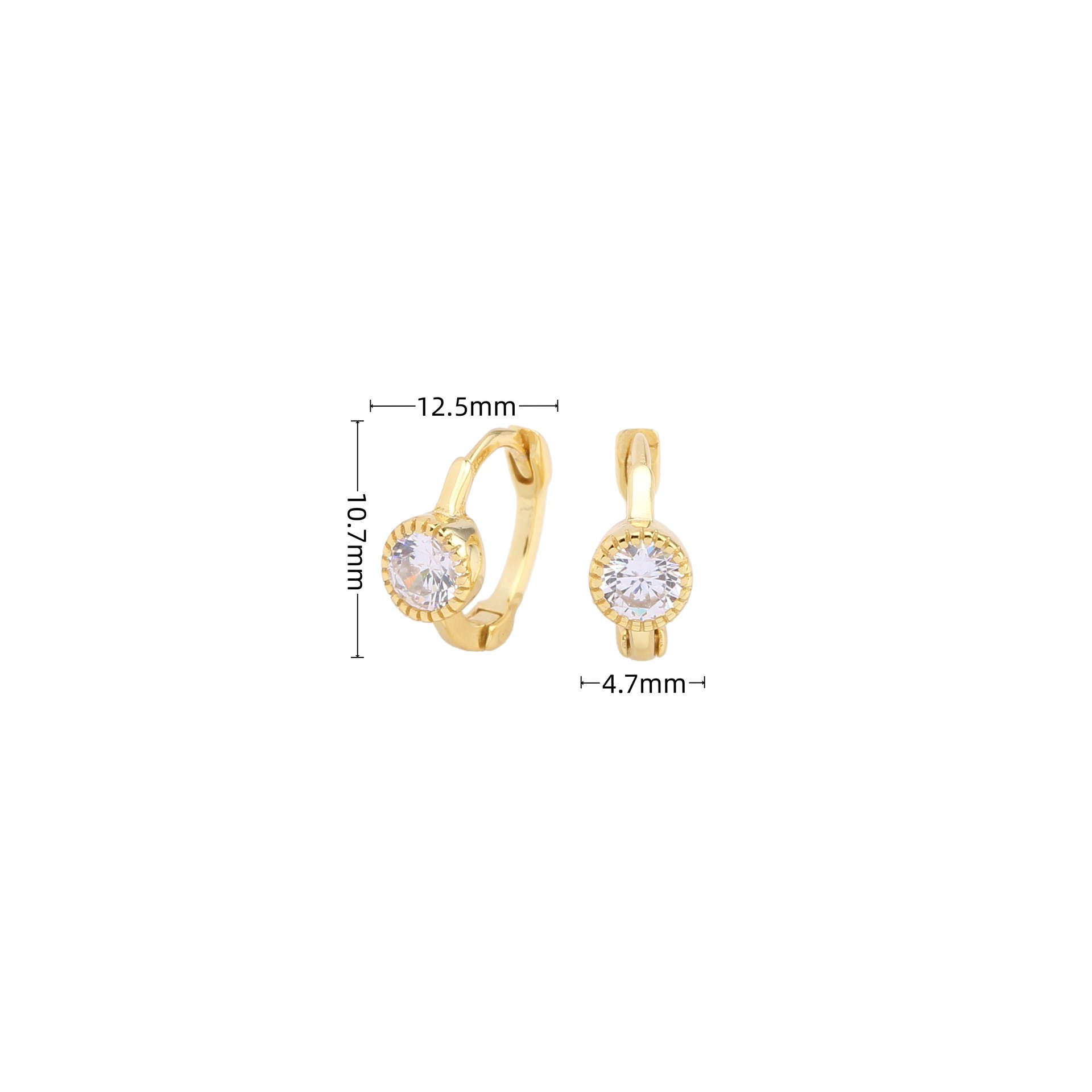 1 Pair Simple Style Round Plating Inlay Sterling Silver Zircon White Gold Plated Gold Plated Earrings display picture 2