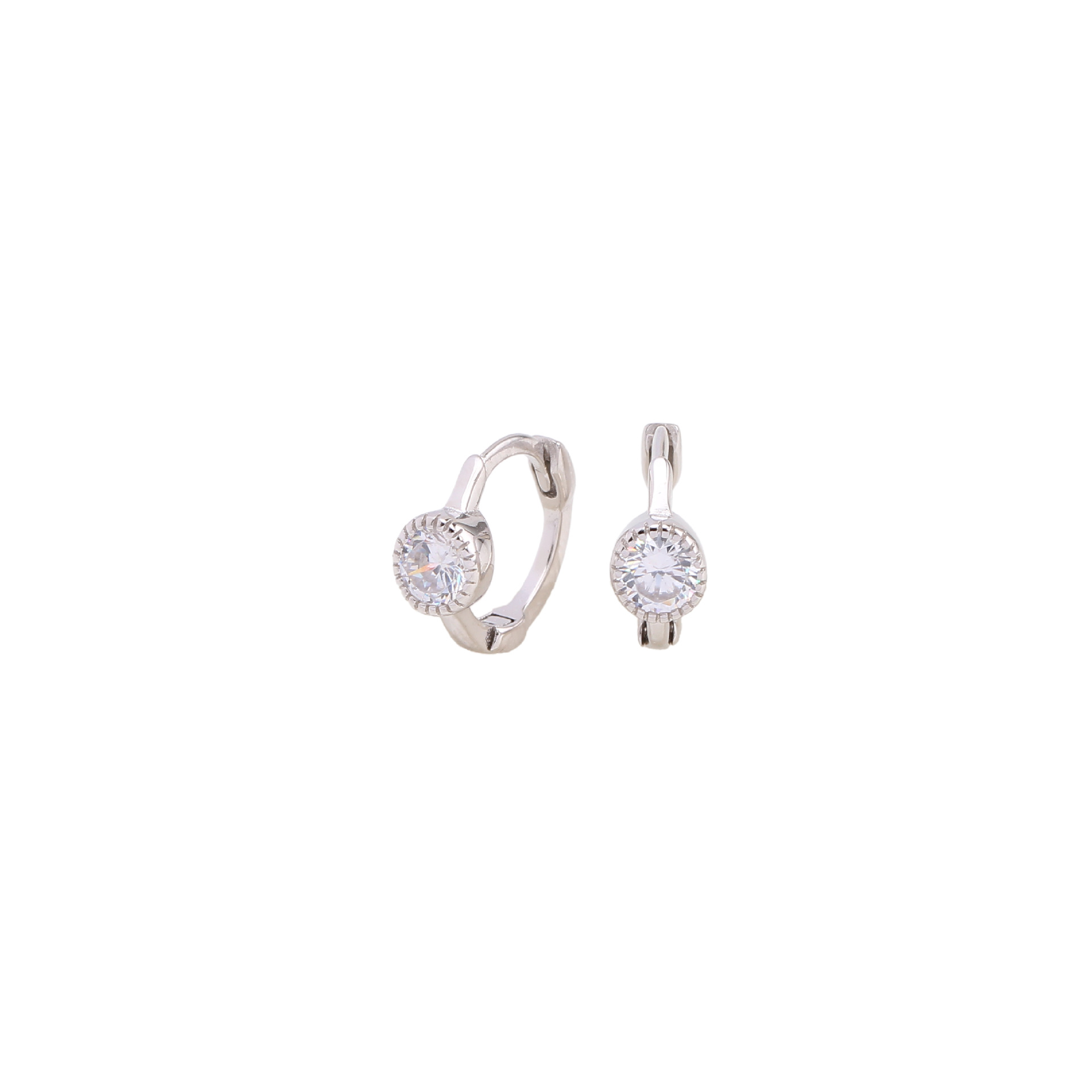 1 Pair Simple Style Round Plating Inlay Sterling Silver Zircon White Gold Plated Gold Plated Earrings display picture 3