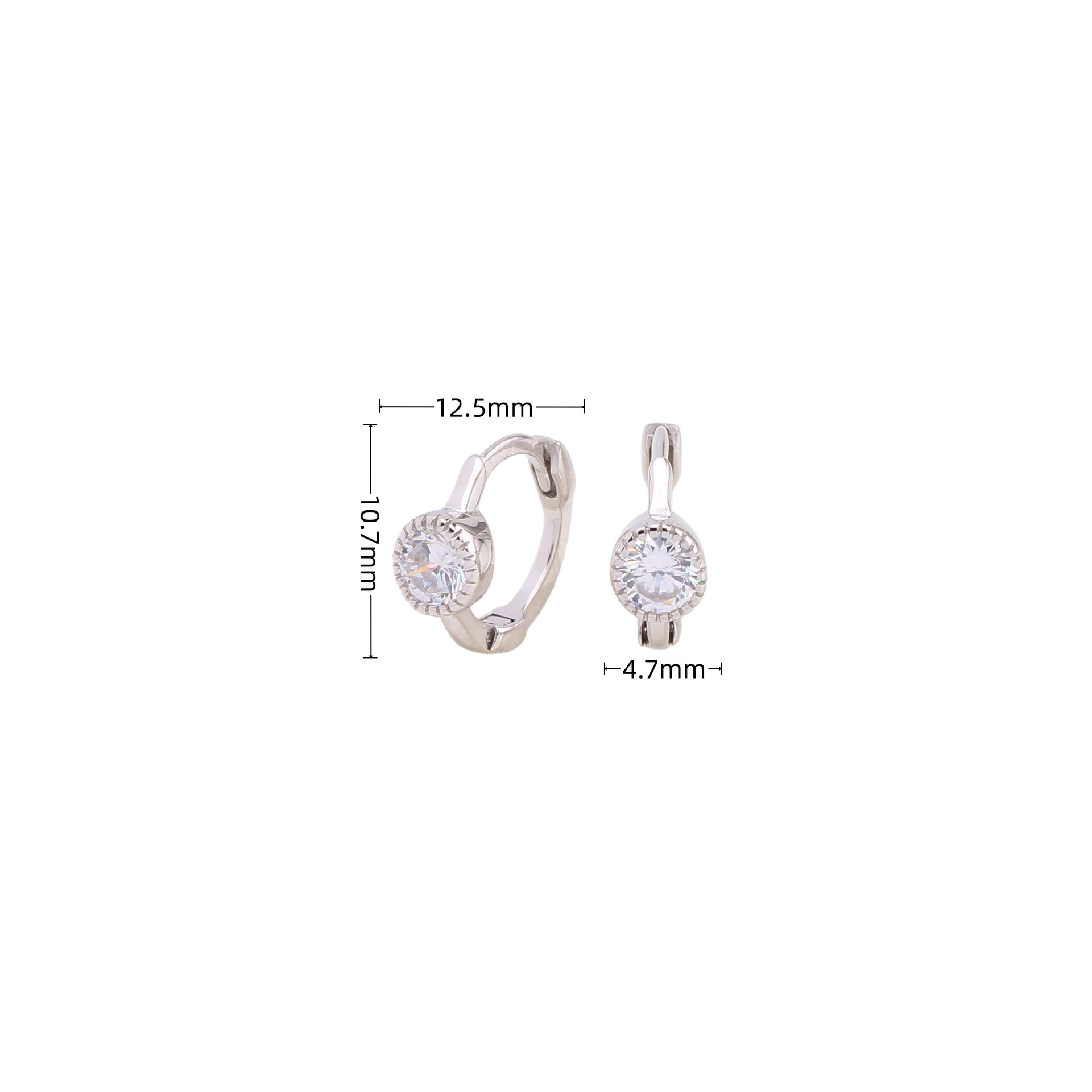 1 Pair Simple Style Round Plating Inlay Sterling Silver Zircon White Gold Plated Gold Plated Earrings display picture 4