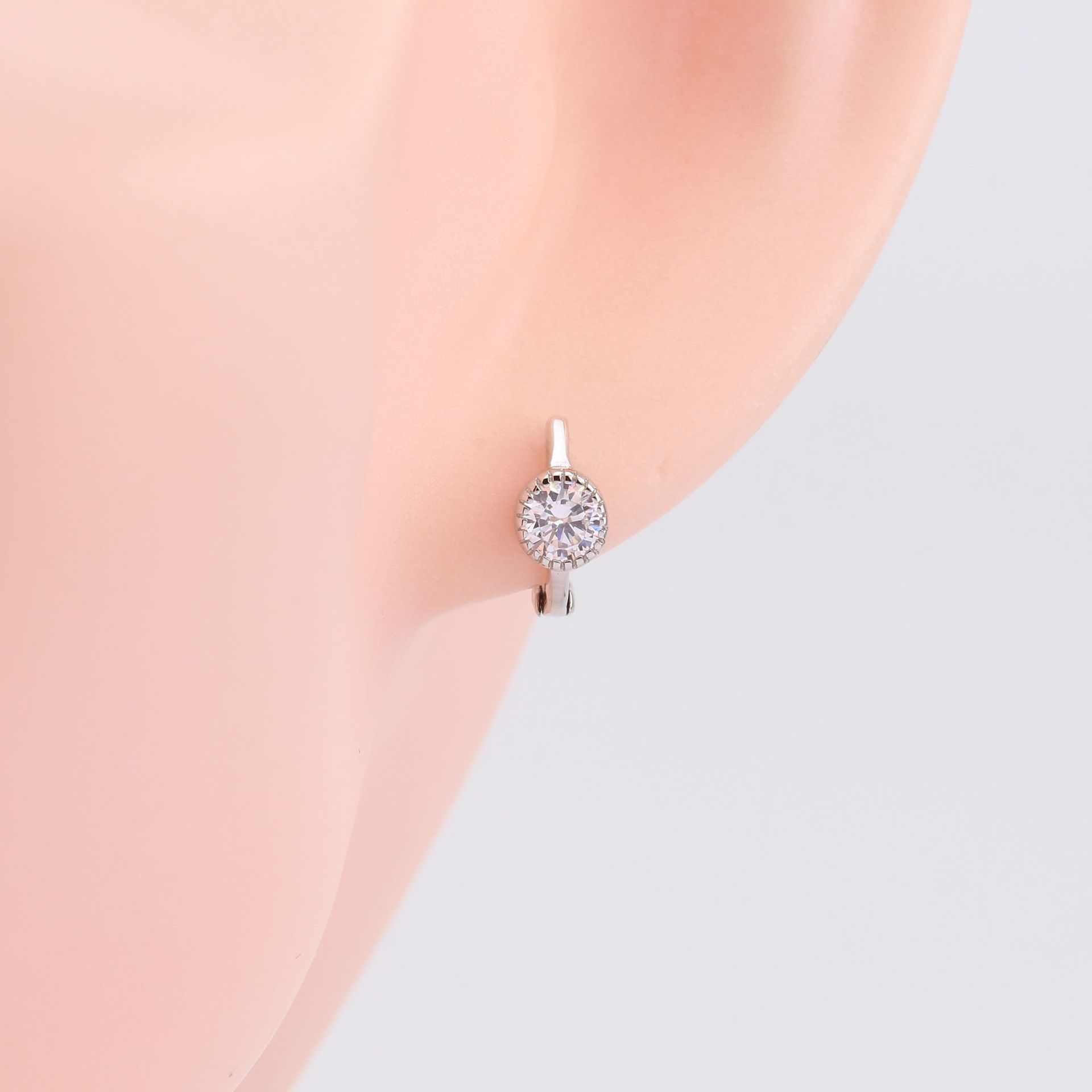 1 Paire Style Simple Rond Placage Incruster Argent Sterling Zircon Or Blanc Plaqué Plaqué Or Des Boucles D'oreilles display picture 6