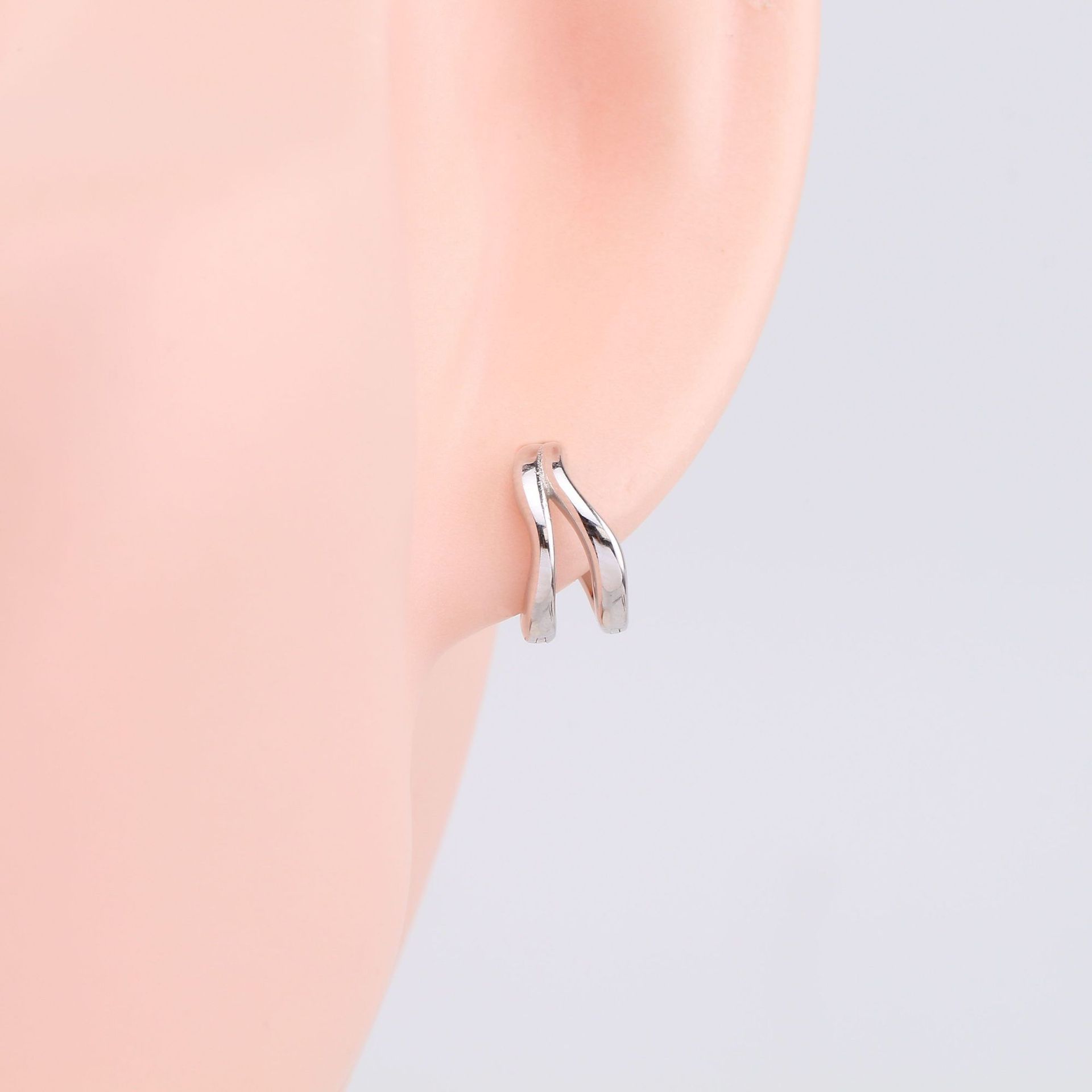 1 زوج أسلوب بسيط غير عادي تصفيح الفضة الاسترليني ترصيع الأذن display picture 6