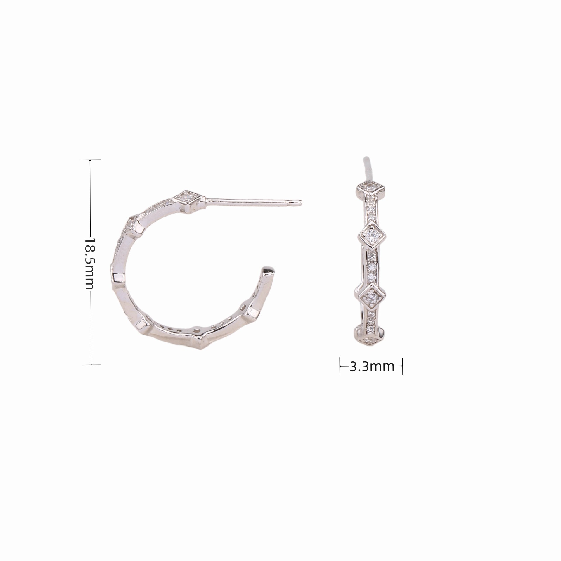 1 Paire Style Simple Forme C Incruster Argent Sterling Zircon Boucles D'oreilles display picture 3