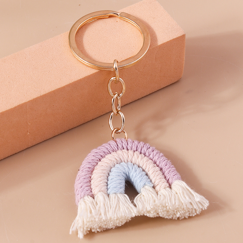 Simple Style Rainbow Fabric Zinc Alloy Keychain display picture 1