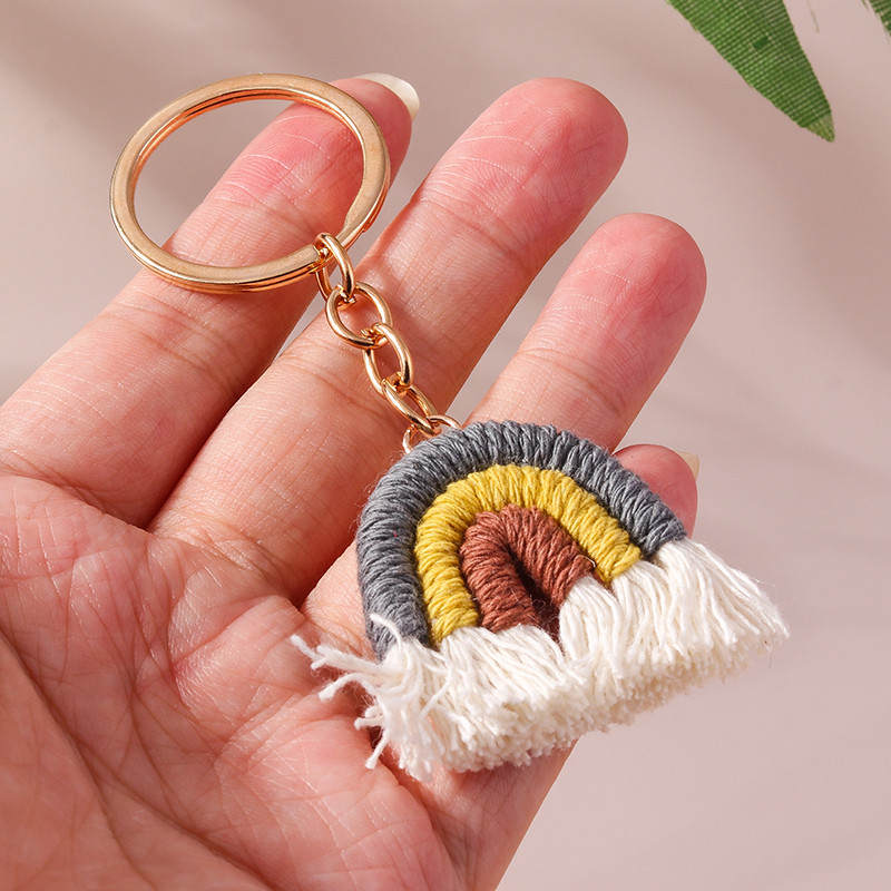 Simple Style Rainbow Fabric Zinc Alloy Keychain display picture 3