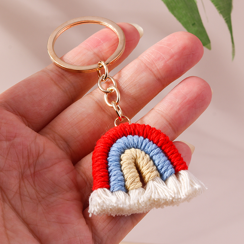 Simple Style Rainbow Fabric Zinc Alloy Keychain display picture 4