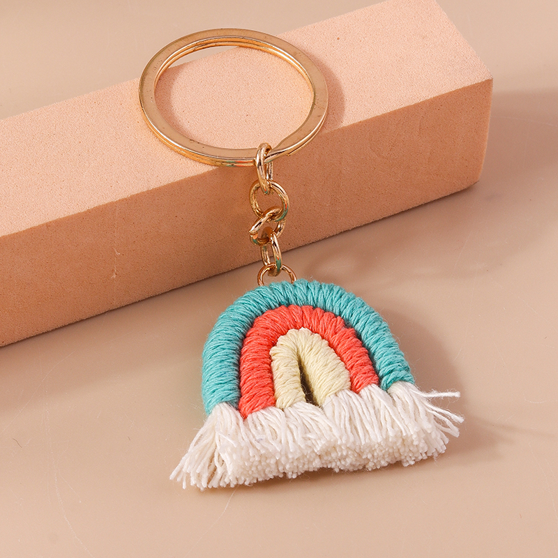 Simple Style Rainbow Fabric Zinc Alloy Keychain display picture 5