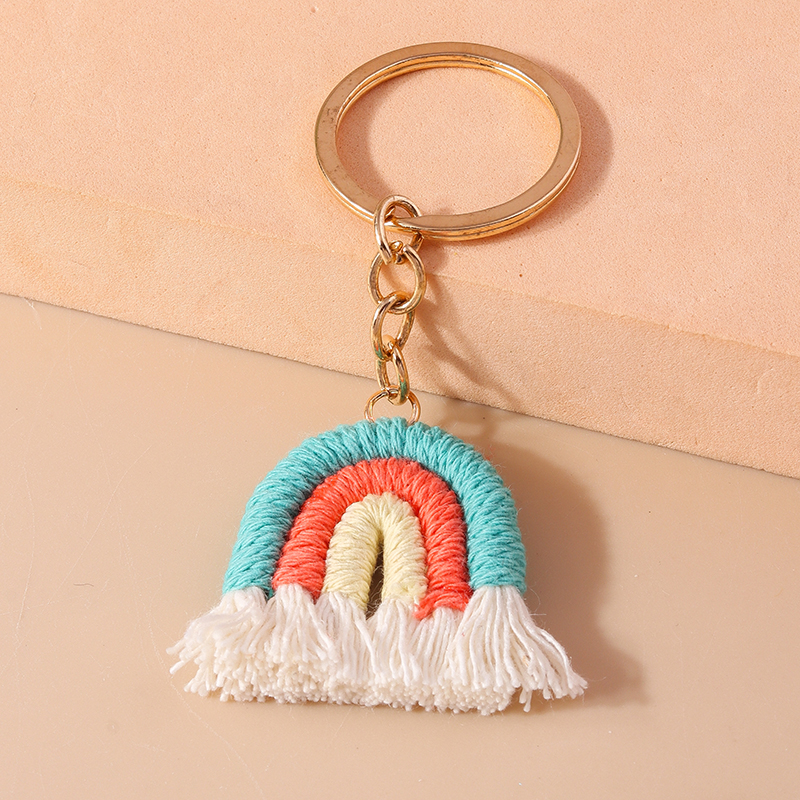 Simple Style Rainbow Fabric Zinc Alloy Keychain display picture 7