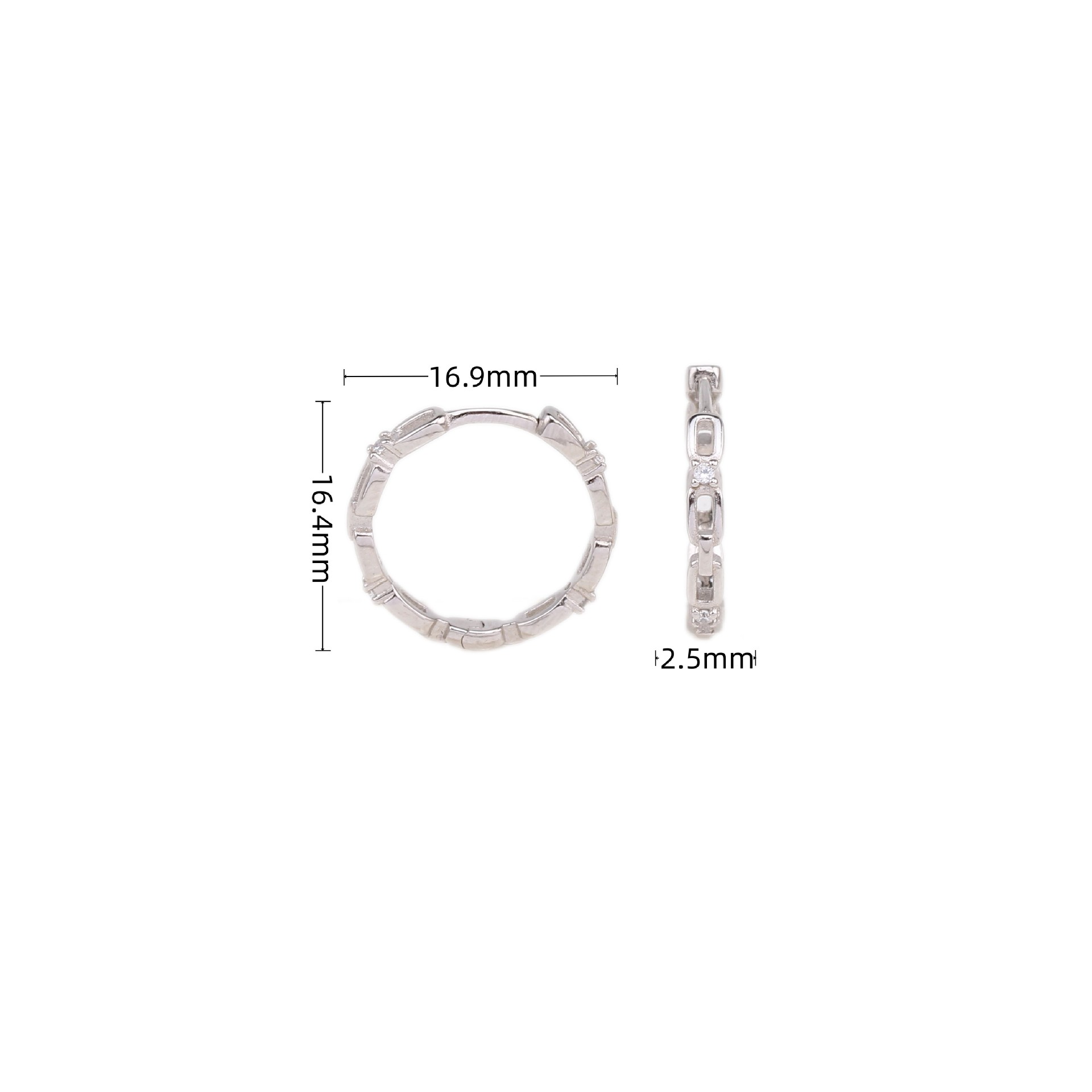 1 Pair Simple Style Solid Color Plating Inlay Sterling Silver Zircon Hoop Earrings display picture 4