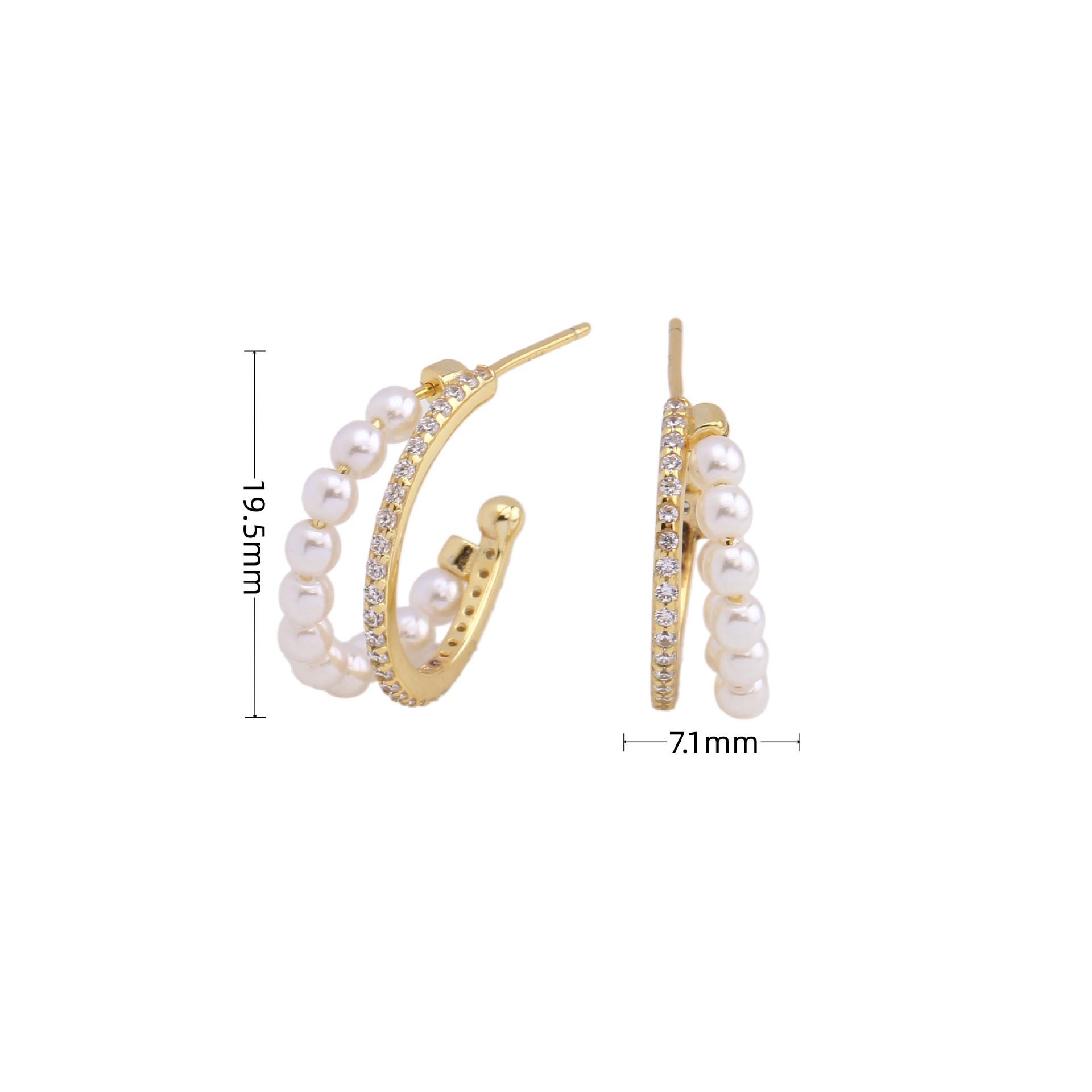 1 Pair Lady U Shape Inlay Sterling Silver Artificial Pearls Zircon Ear Studs display picture 2