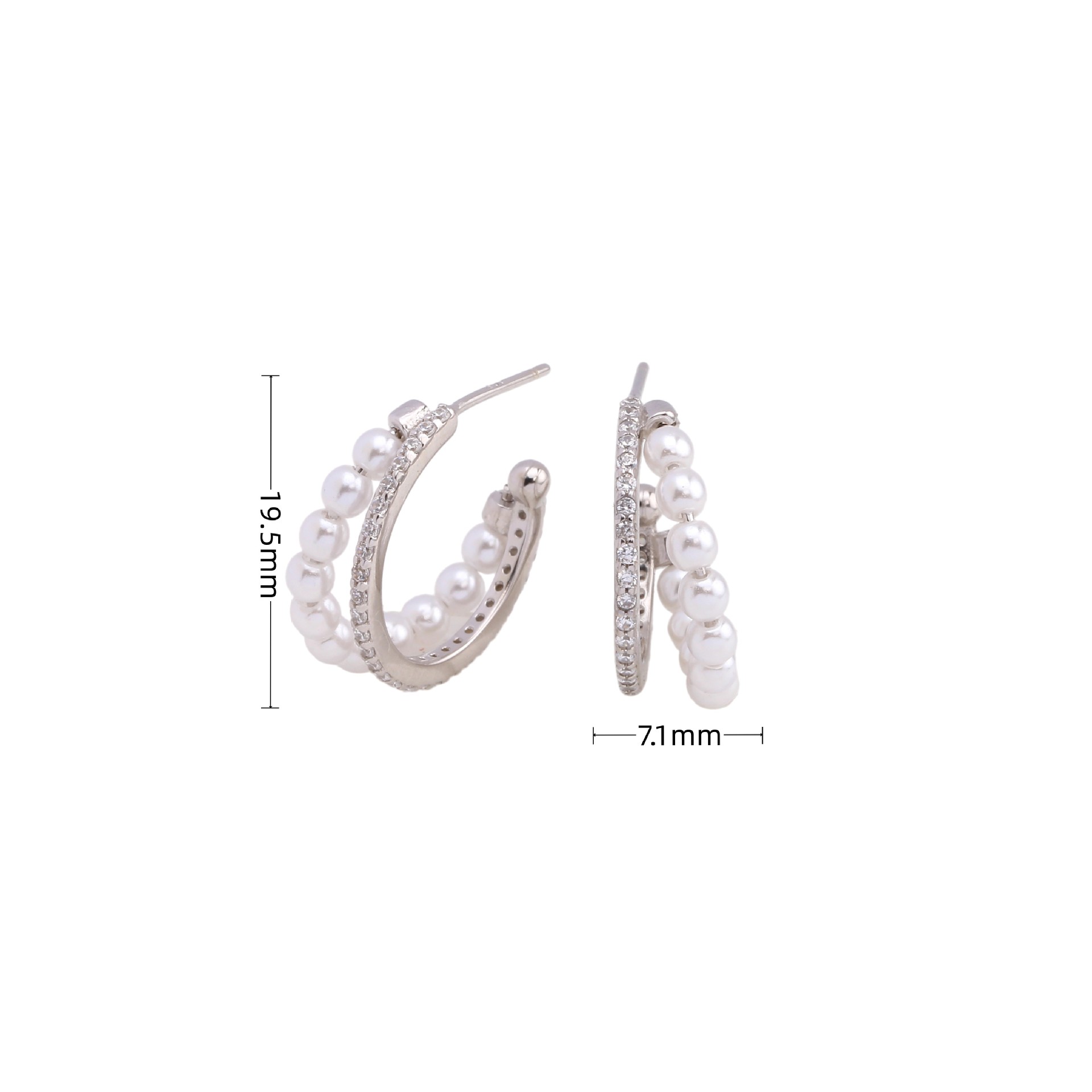 1 Pair Lady U Shape Inlay Sterling Silver Artificial Pearls Zircon Ear Studs display picture 4