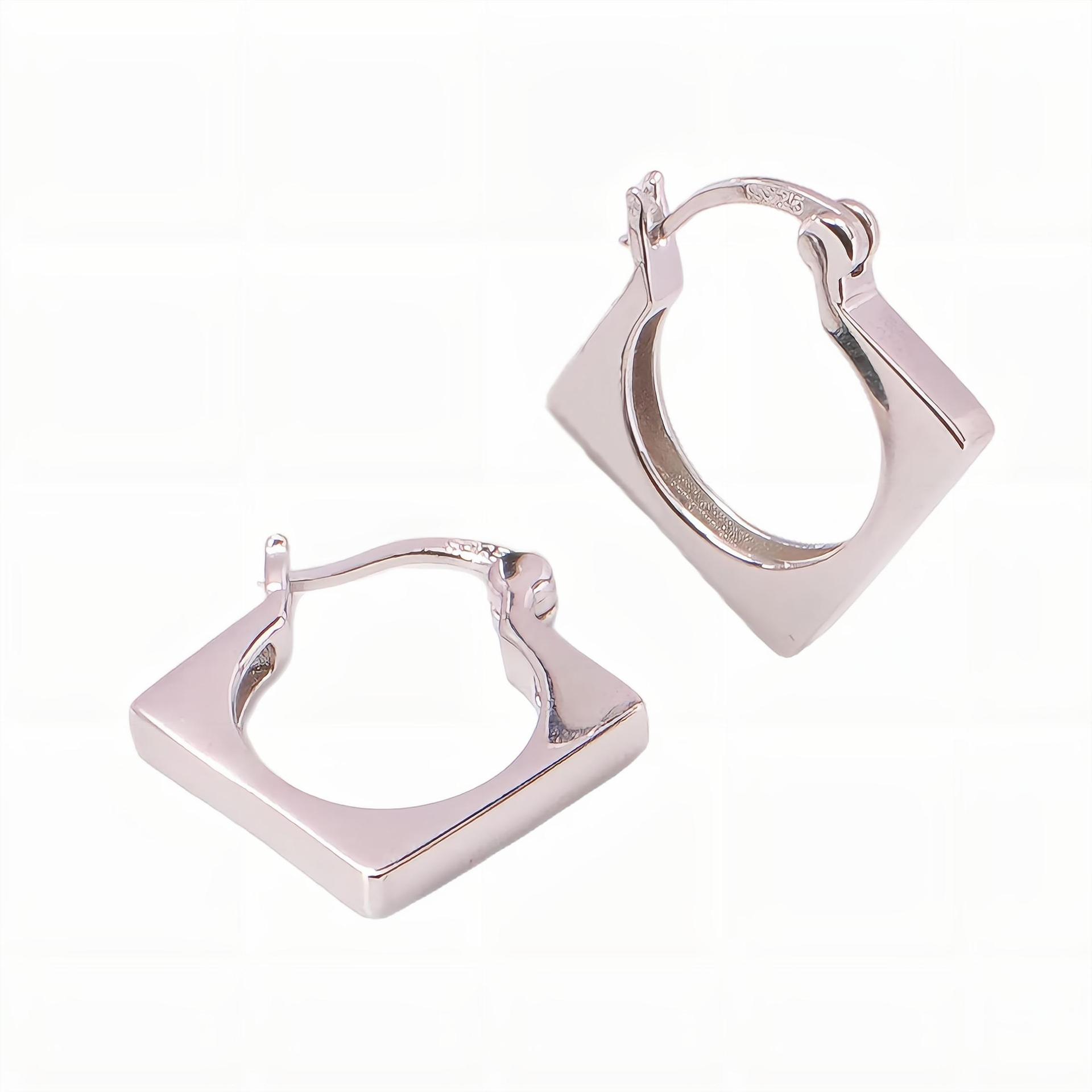 1 Pair Simple Style Streetwear U Shape Metal Sterling Silver Hoop Earrings display picture 2