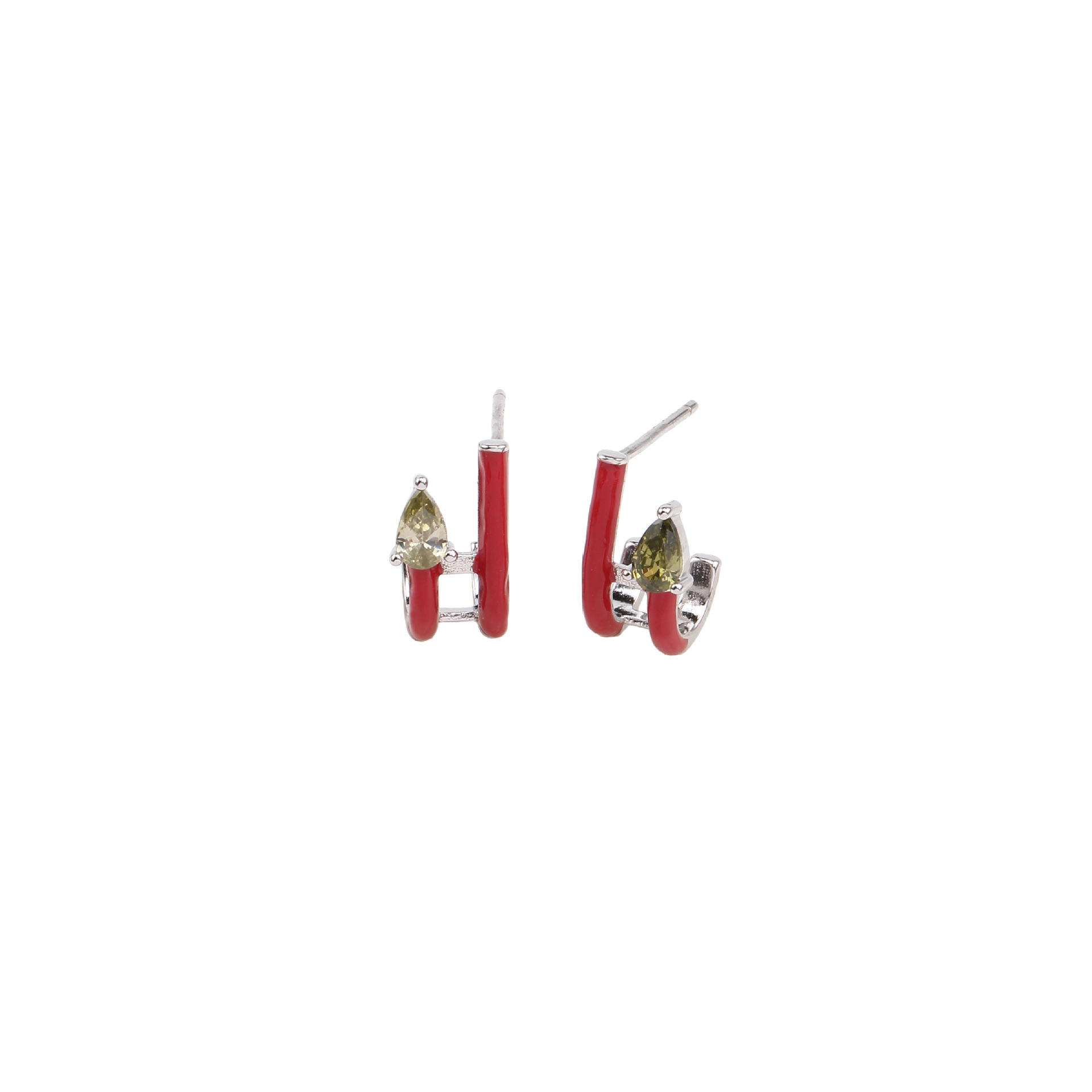 1 Pair Basic Water Droplets Asymmetrical Enamel Sterling Silver Ear Studs display picture 13