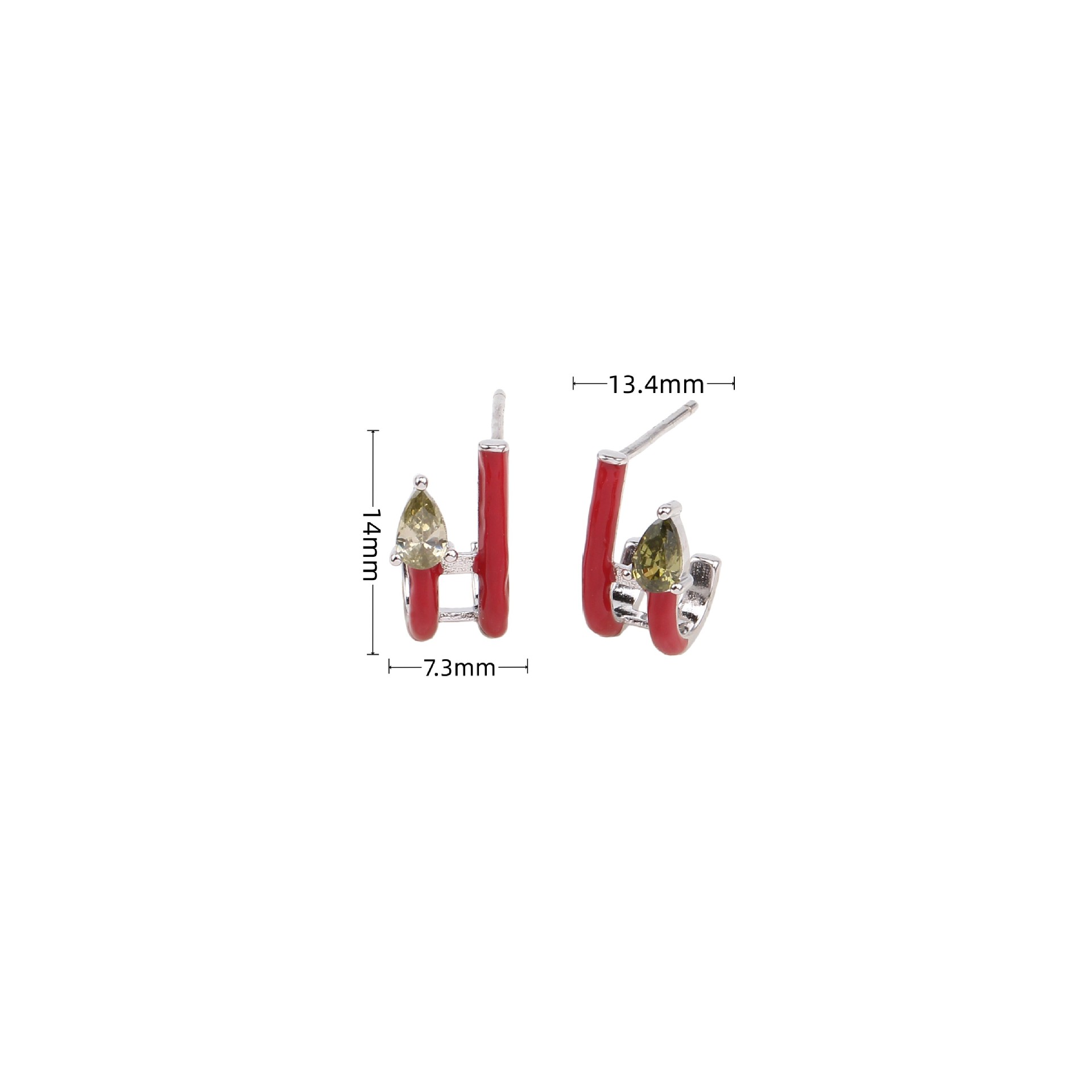 1 Pair Basic Water Droplets Asymmetrical Enamel Sterling Silver Ear Studs display picture 14