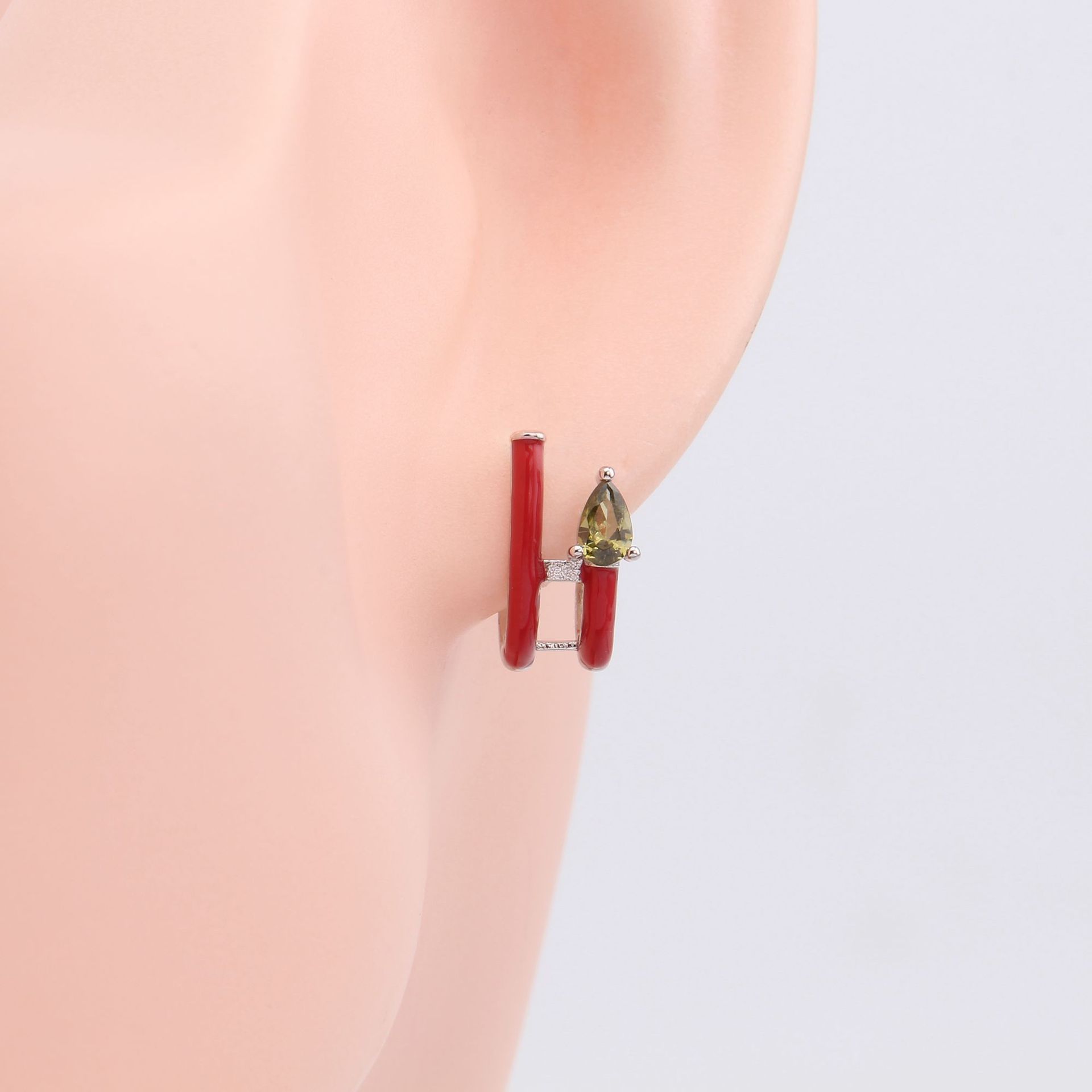 1 Pair Basic Water Droplets Asymmetrical Enamel Sterling Silver Ear Studs display picture 16