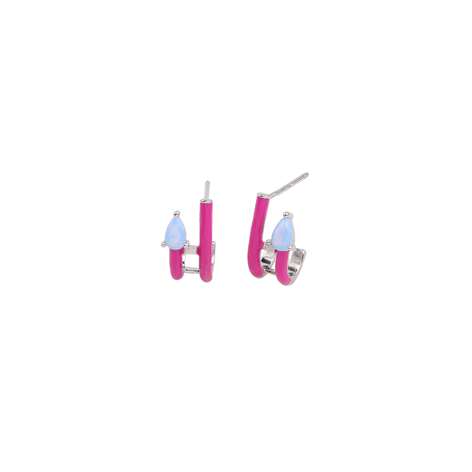 1 Pair Basic Water Droplets Asymmetrical Enamel Sterling Silver Ear Studs display picture 23