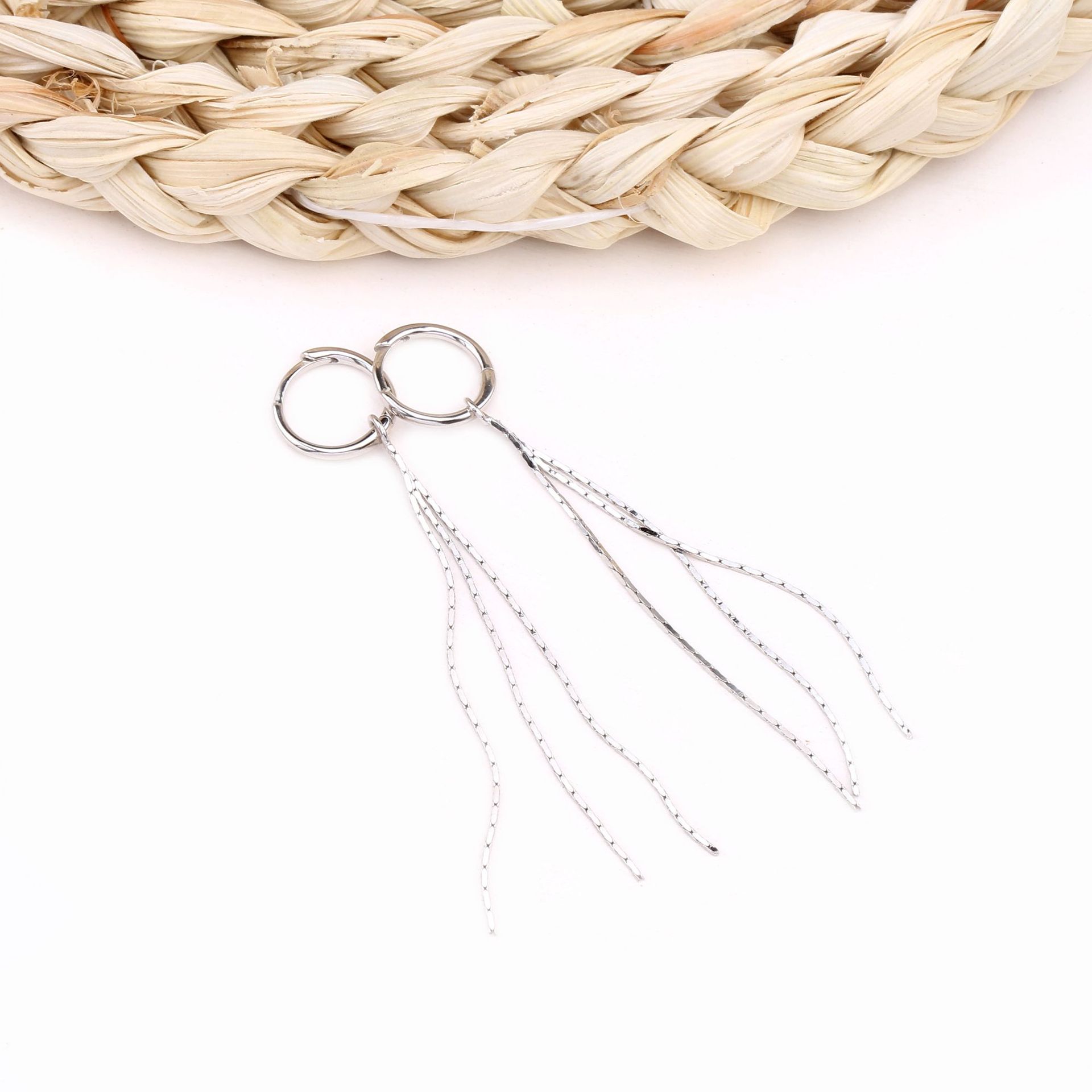 1 Pair French Style Tassel Sterling Silver Earrings display picture 10