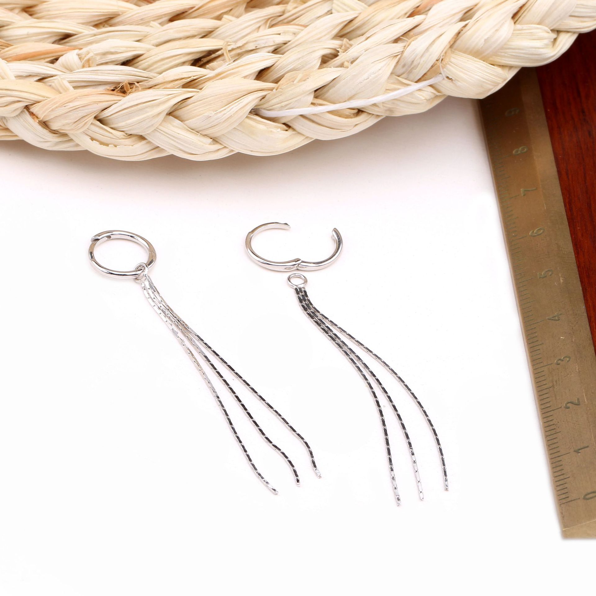 1 Pair French Style Tassel Sterling Silver Earrings display picture 12