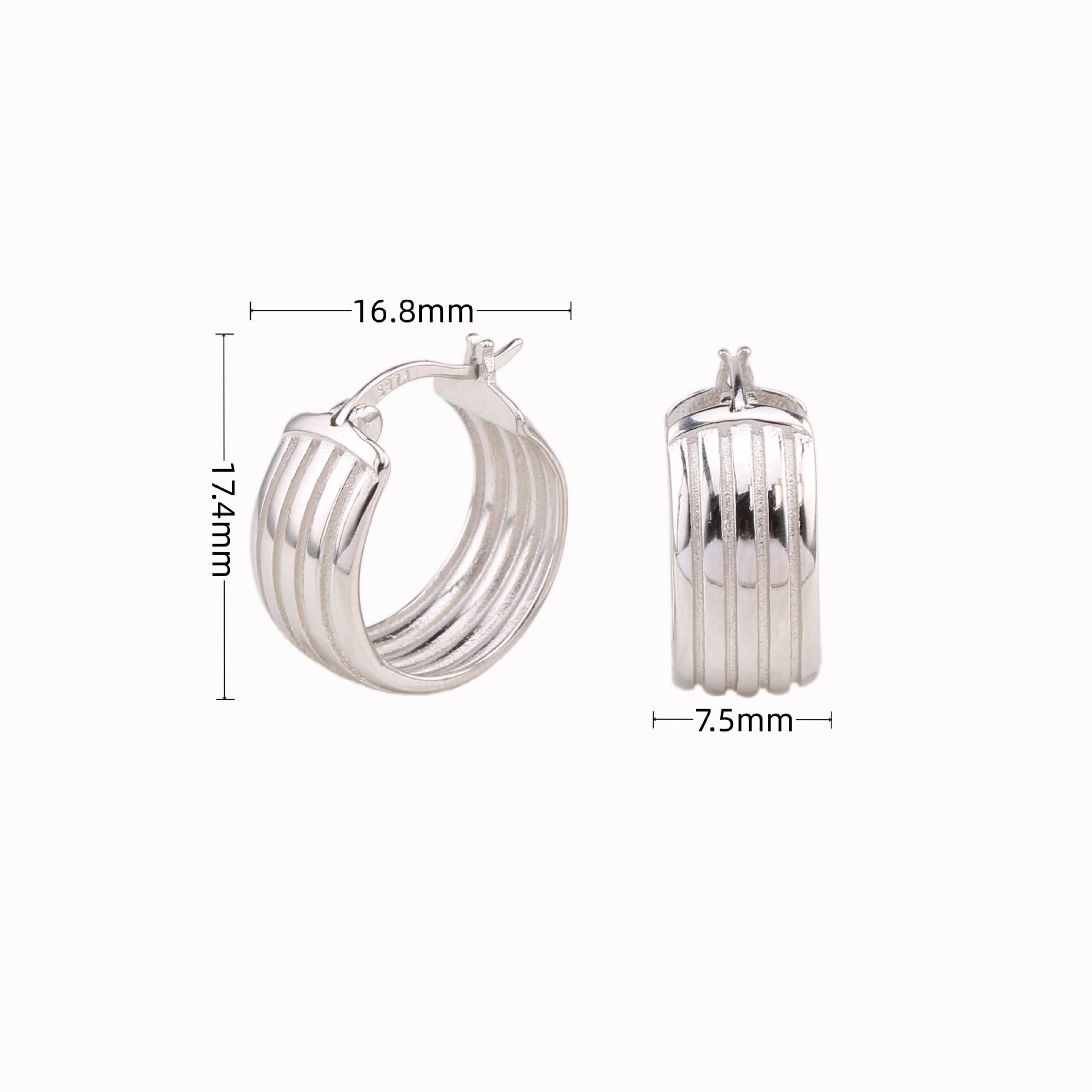 1 Pair Basic Round Plating Sterling Silver Earrings display picture 5