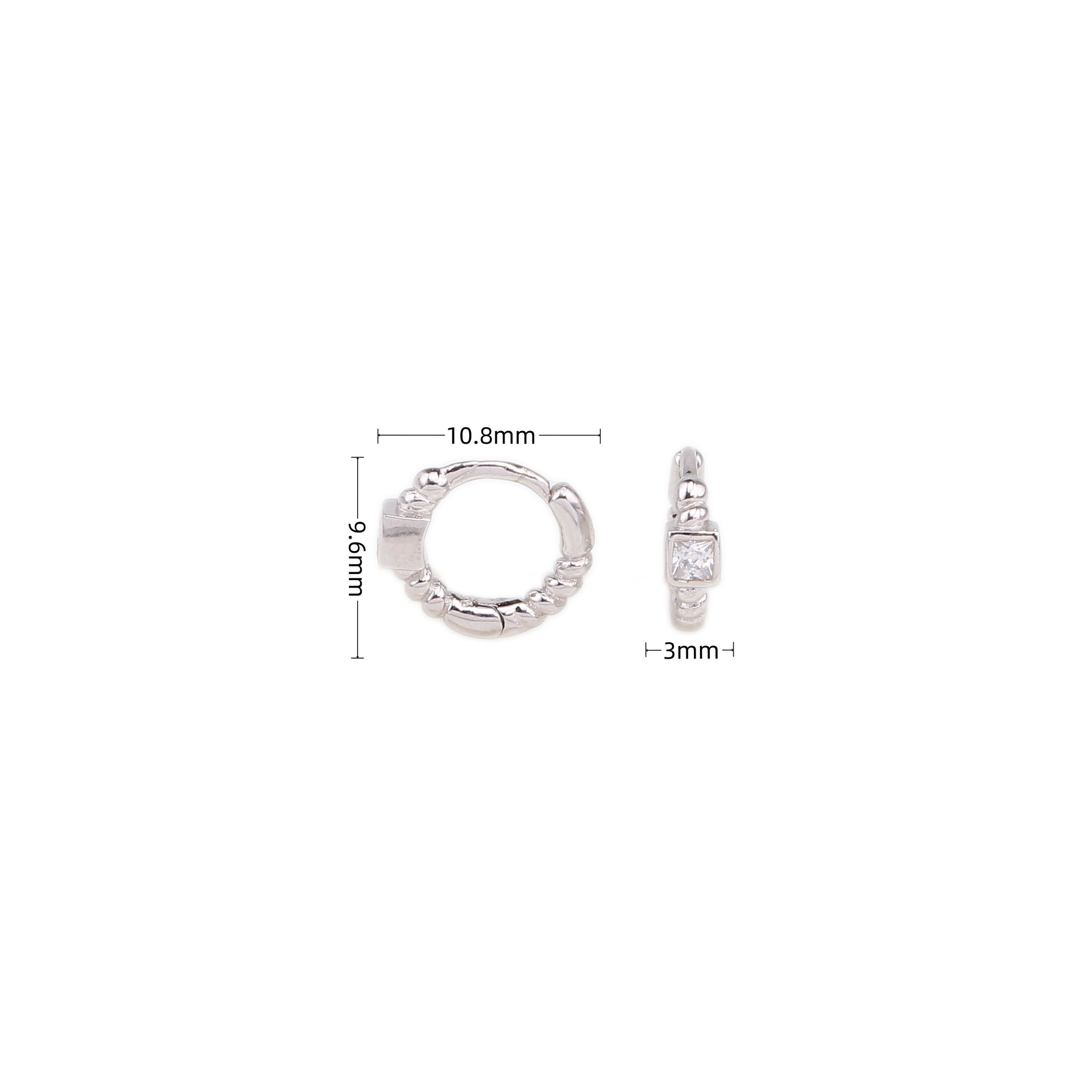 1 Paar Basic Runden Überzug Inlay Sterling Silber Zirkon Ohrringe display picture 6