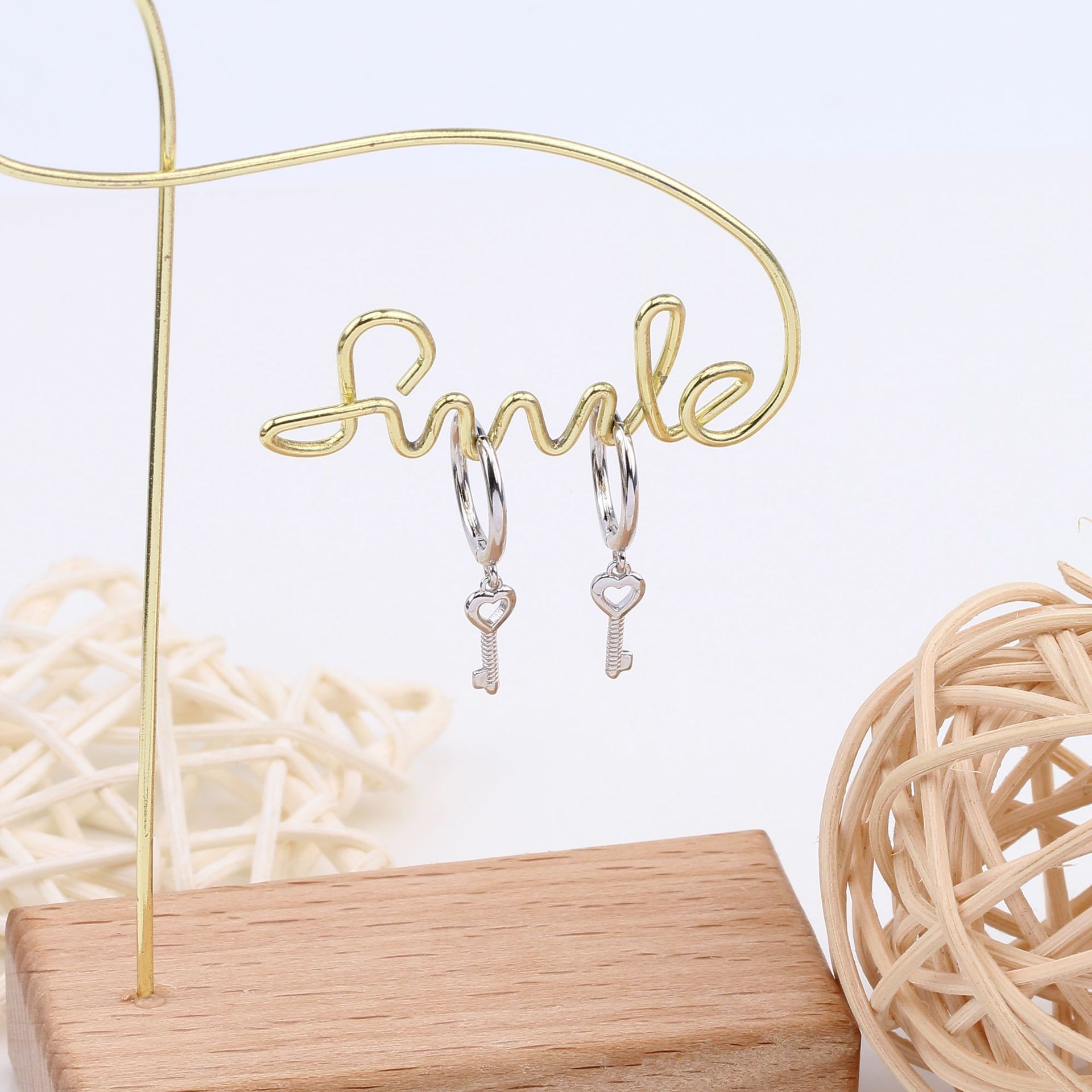 1 Pair Simple Style Key Sterling Silver Earrings display picture 8