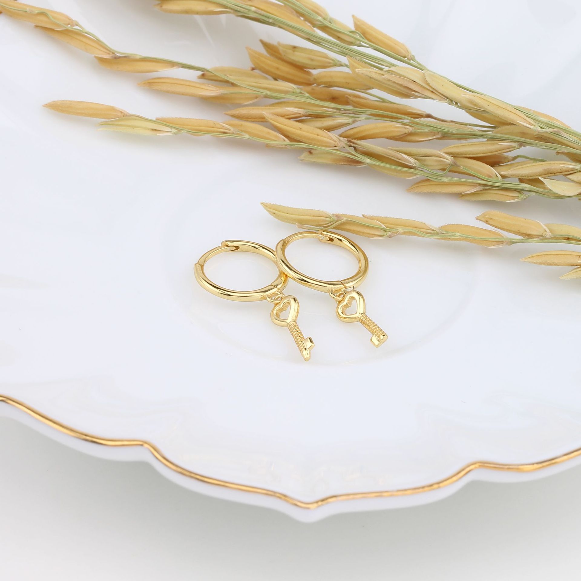 1 Pair Simple Style Key Sterling Silver Earrings display picture 9