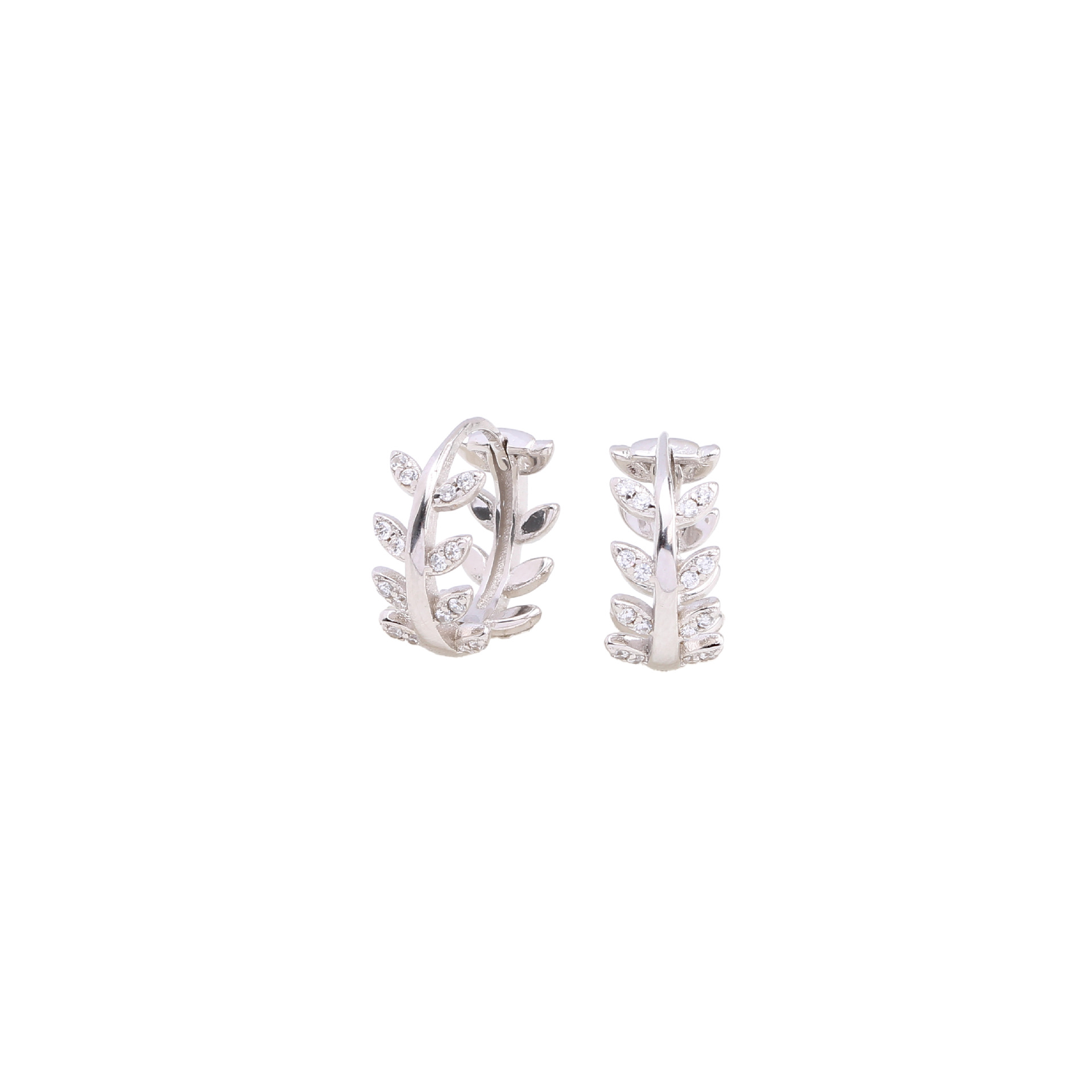 1 Pair Elegant Leaf Inlay Sterling Silver Zircon Earrings display picture 3
