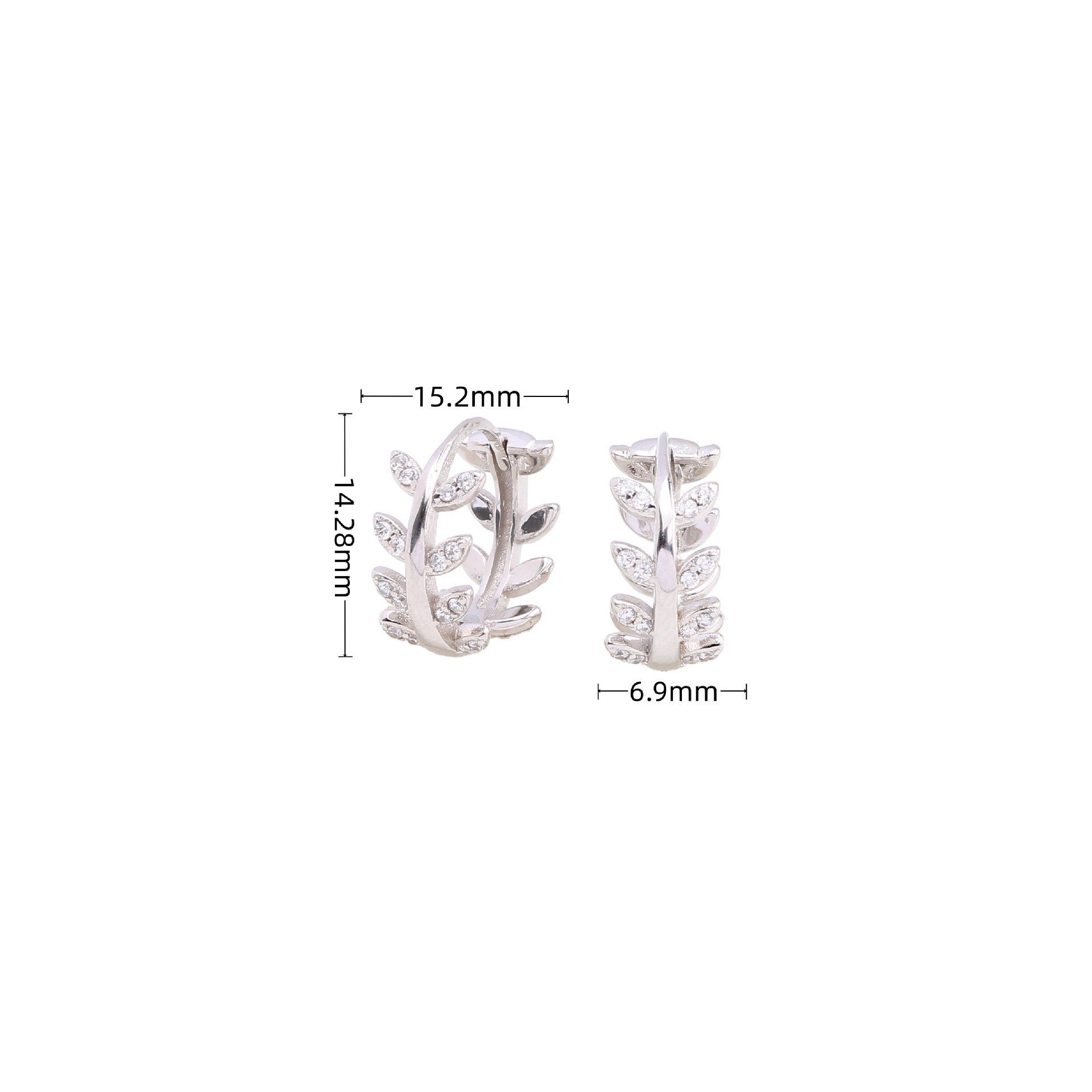 1 Pair Elegant Leaf Inlay Sterling Silver Zircon Earrings display picture 4