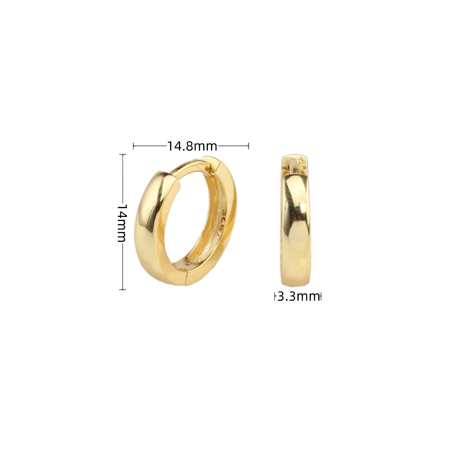 1 Pair Simple Style Solid Color Plating Sterling Silver 18k Gold Plated Earrings display picture 1
